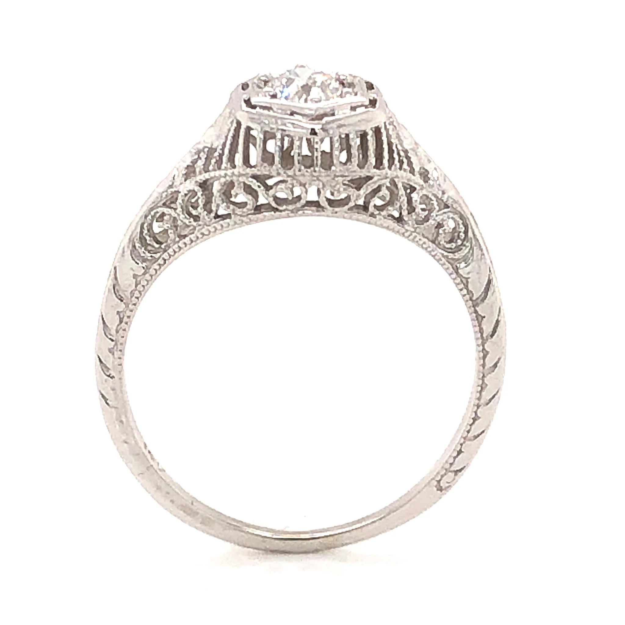 .20 Art Deco Diamond Engagement Ring in 18K White Gold - Image 4