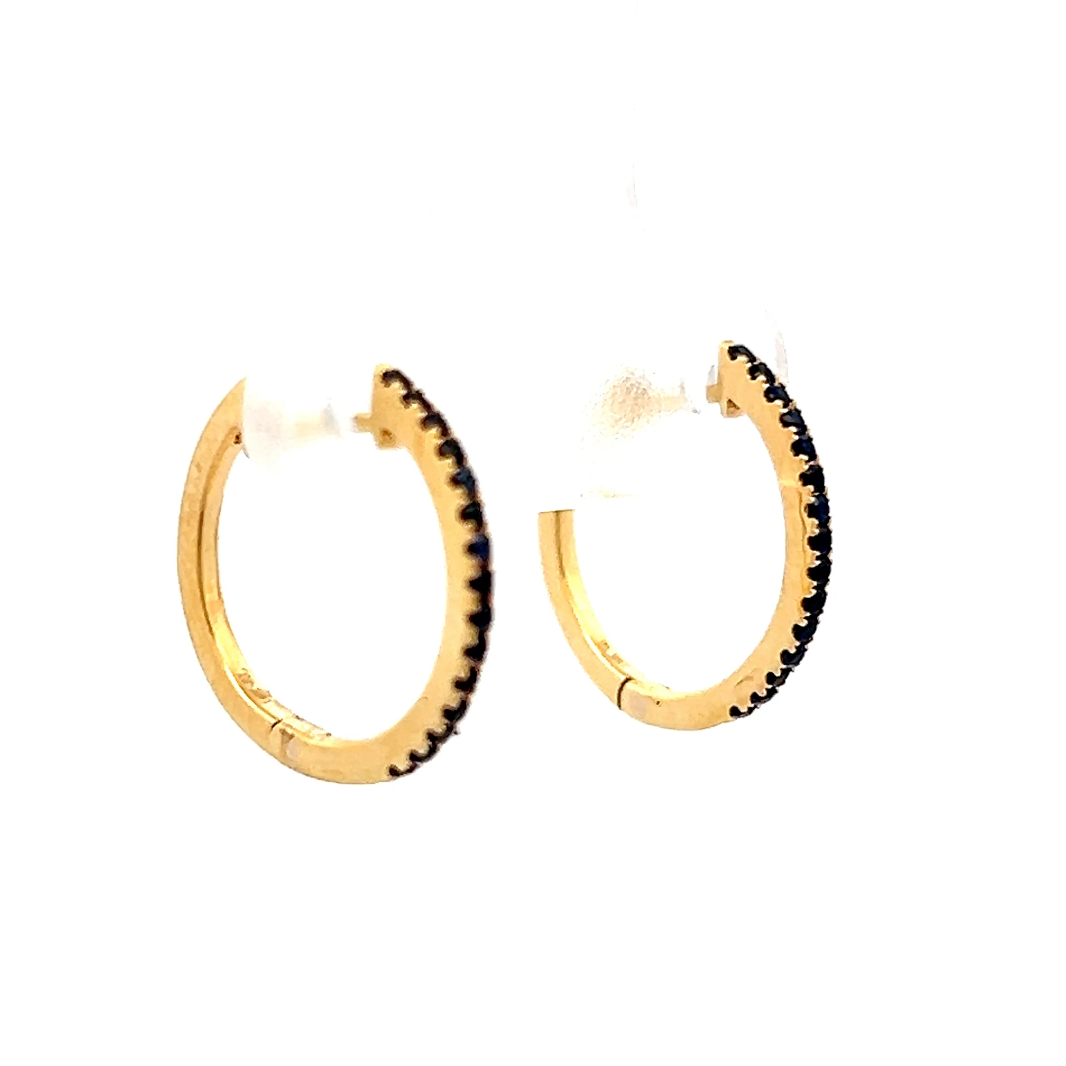 .20 Blue Sapphire Hoop Earrings in 18k Yellow Gold - Image 3