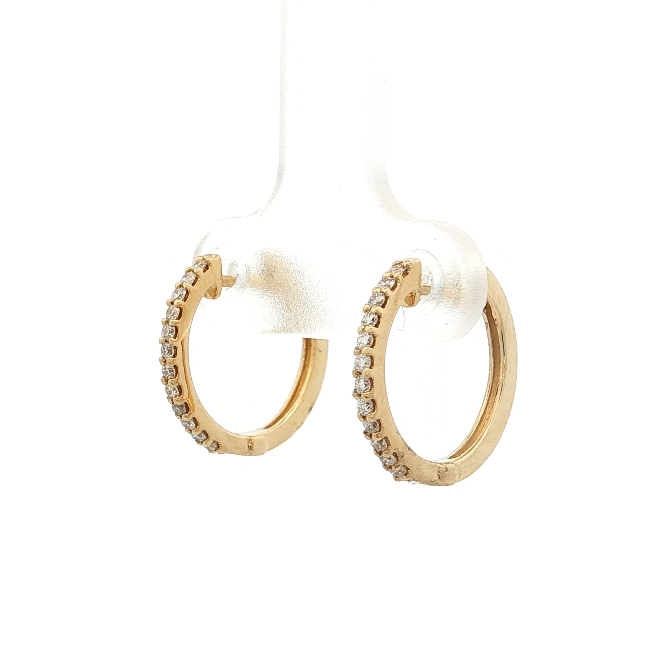 .20 Brilliant Cut Diamond Hoop Earrings 14k Yellow Gold - Image 2
