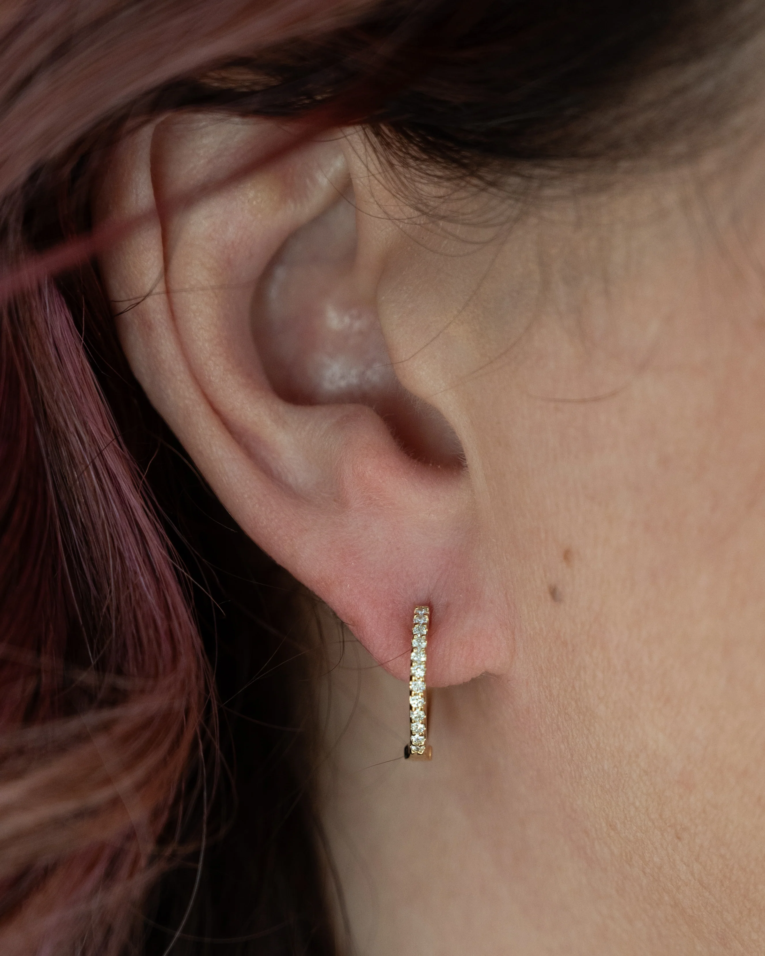 .20 Brilliant Cut Diamond Hoop Earrings 14k Yellow Gold - Image 4