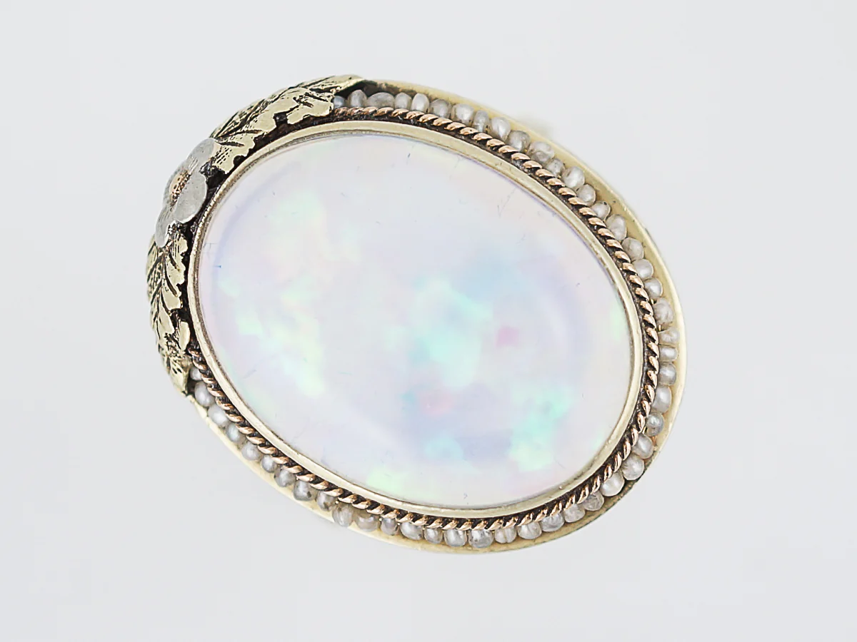 20 carat Cabochon Cut Opal Cocktail Ring in 14k Yellow Gold - Image 4