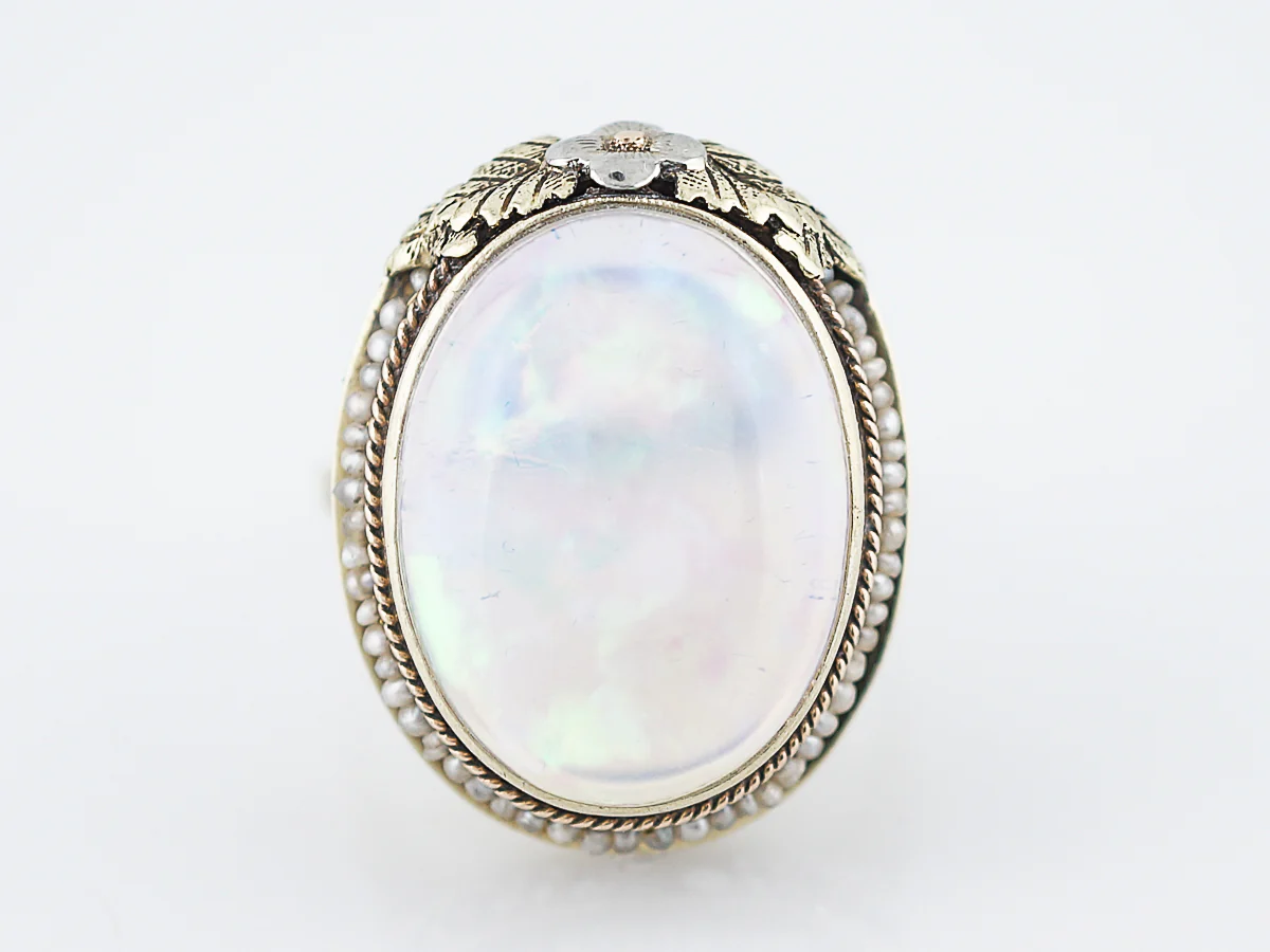 20 carat Cabochon Cut Opal Cocktail Ring in 14k Yellow Gold - Image 7