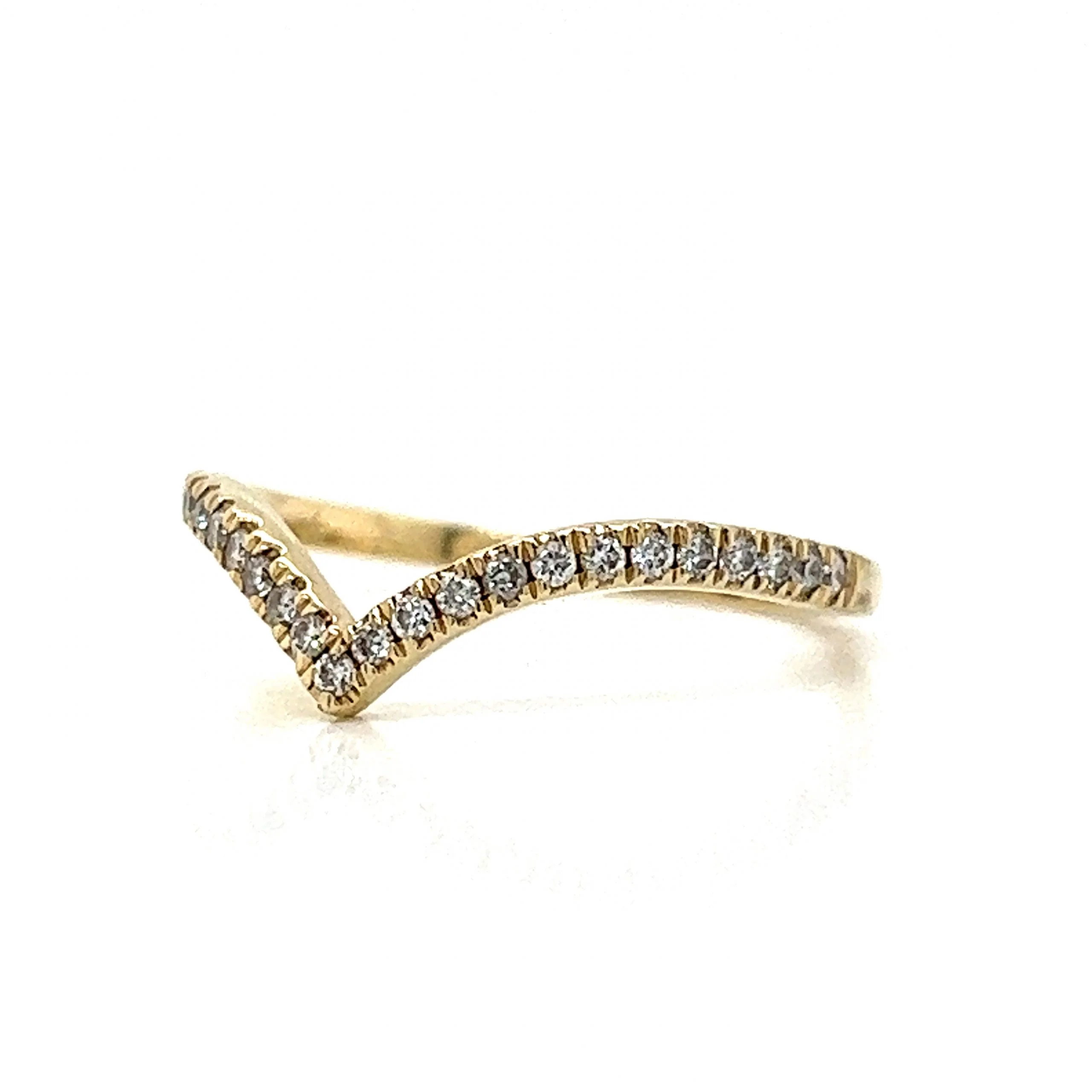 .20 Curved Diamond Wedding Band in 14k Yellow Gold - Image 2