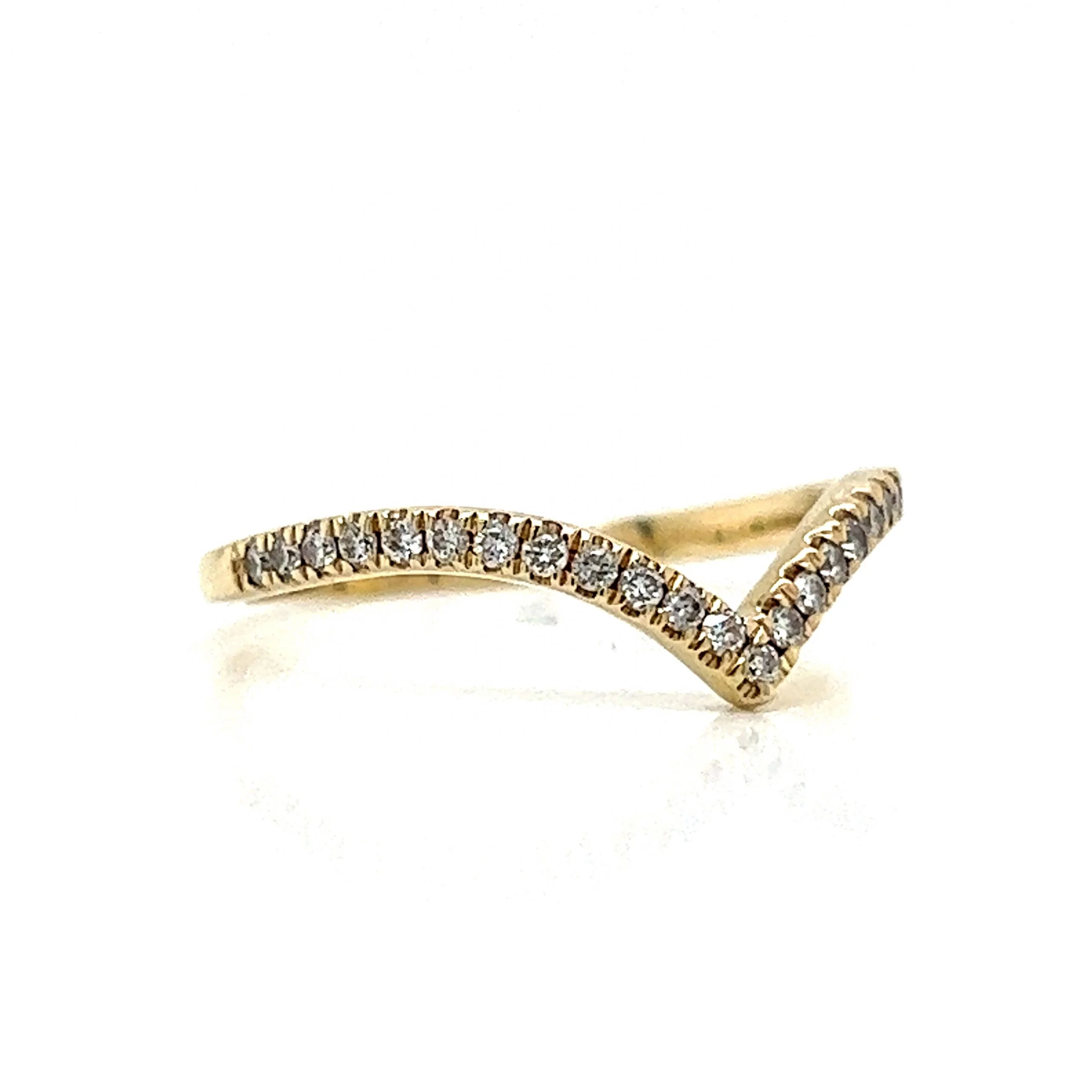 .20 Curved Diamond Wedding Band in 14k Yellow Gold - Image 3