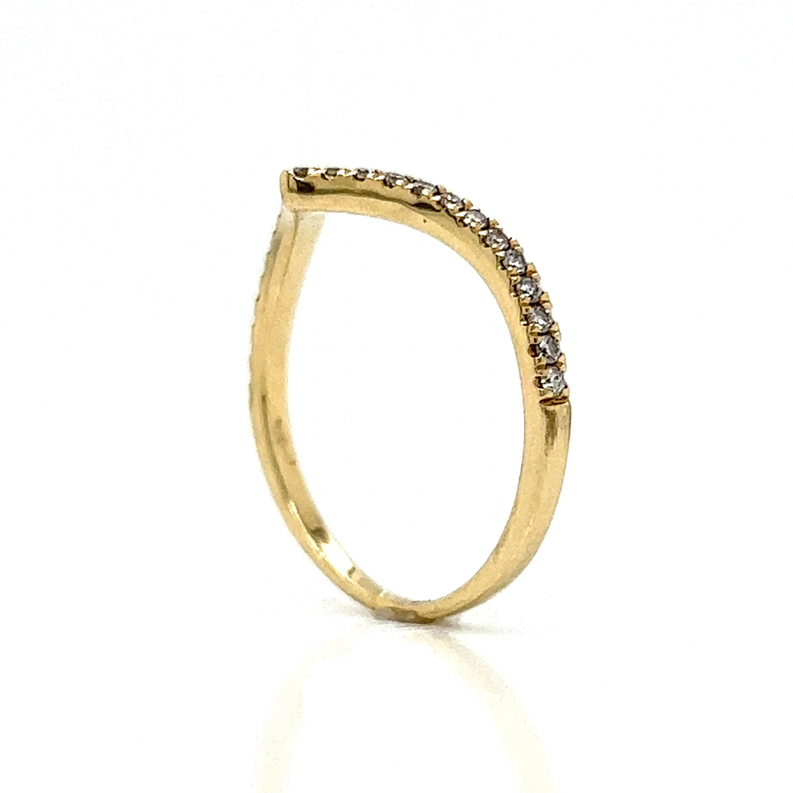 .20 Curved Diamond Wedding Band in 14k Yellow Gold - Image 4