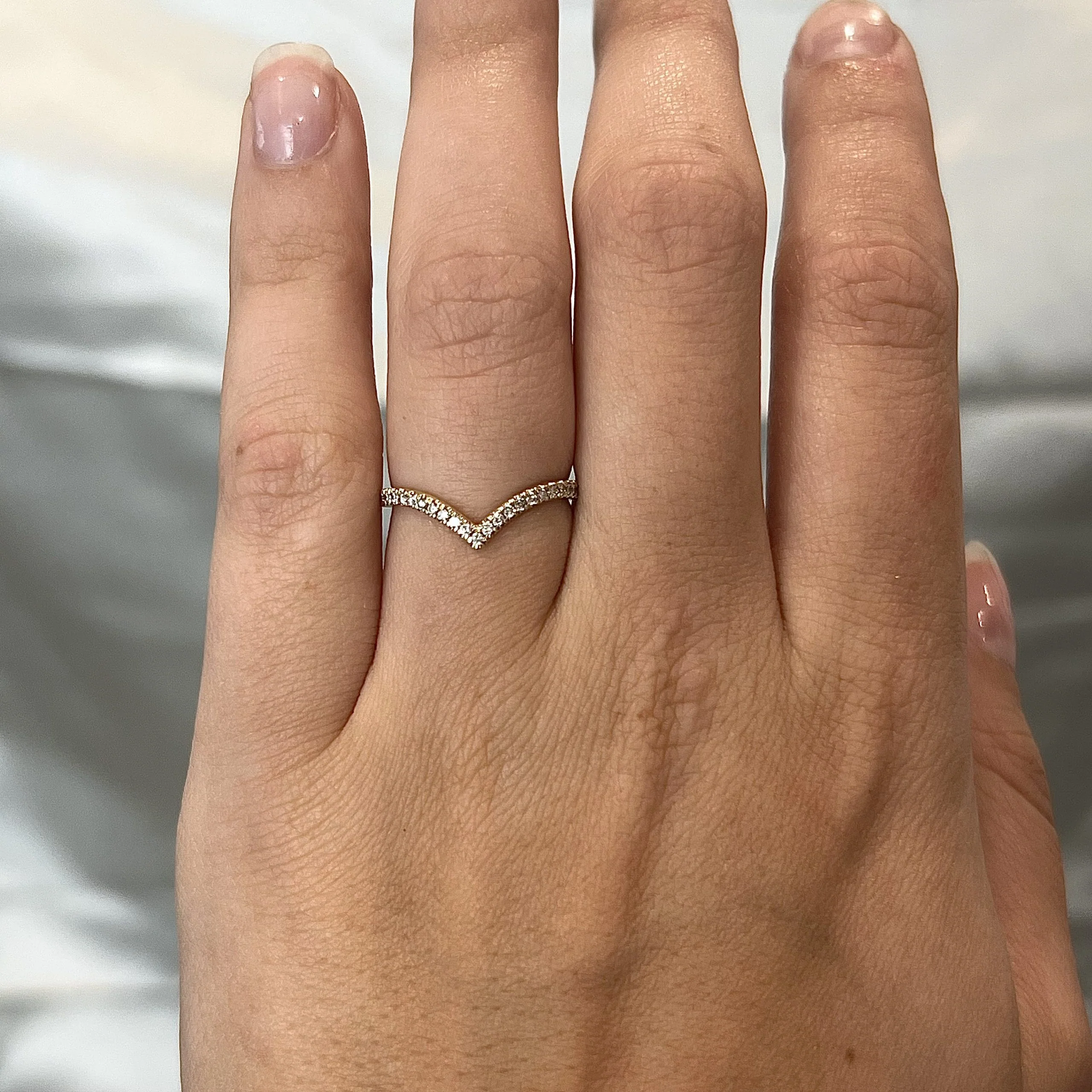 .20 Curved Diamond Wedding Band in 14k Yellow Gold - Image 6