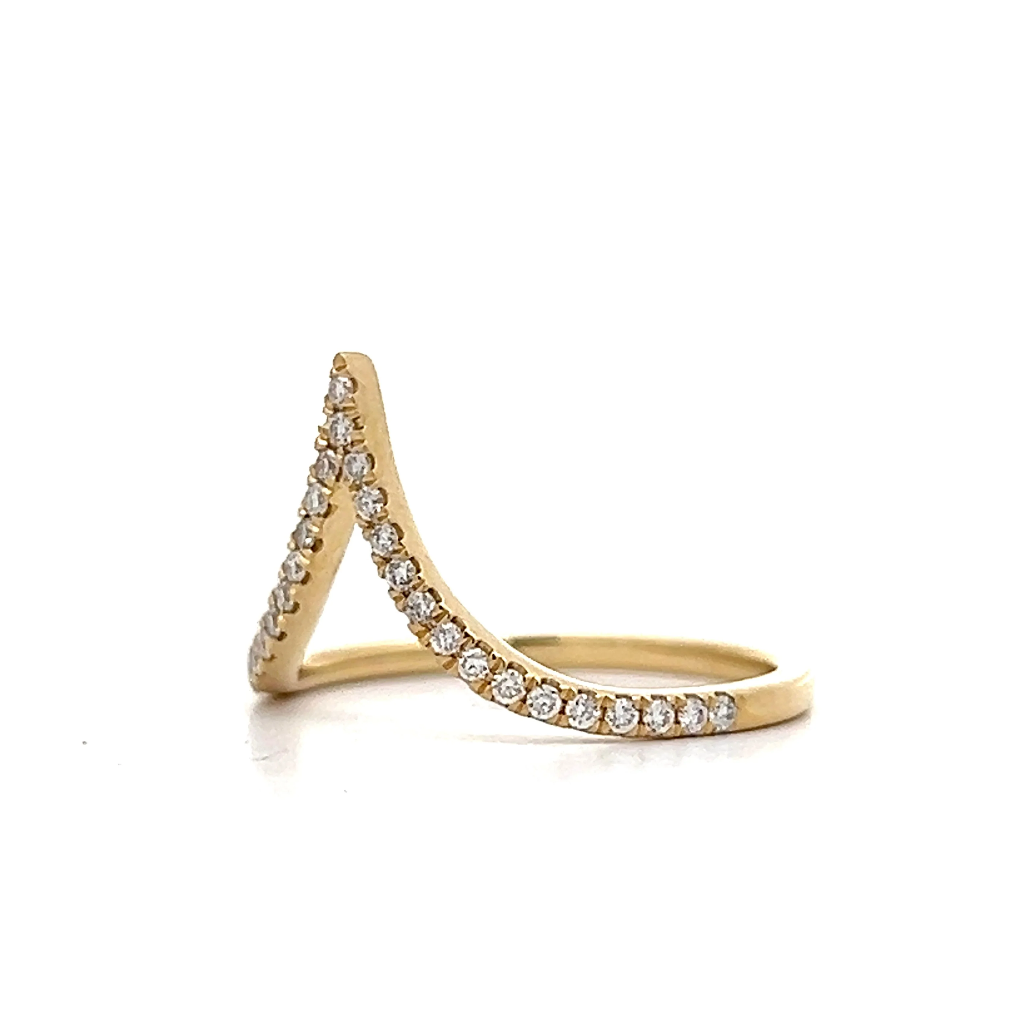 .20 Deep V Contour Band in 14k Yellow Gold - Image 2
