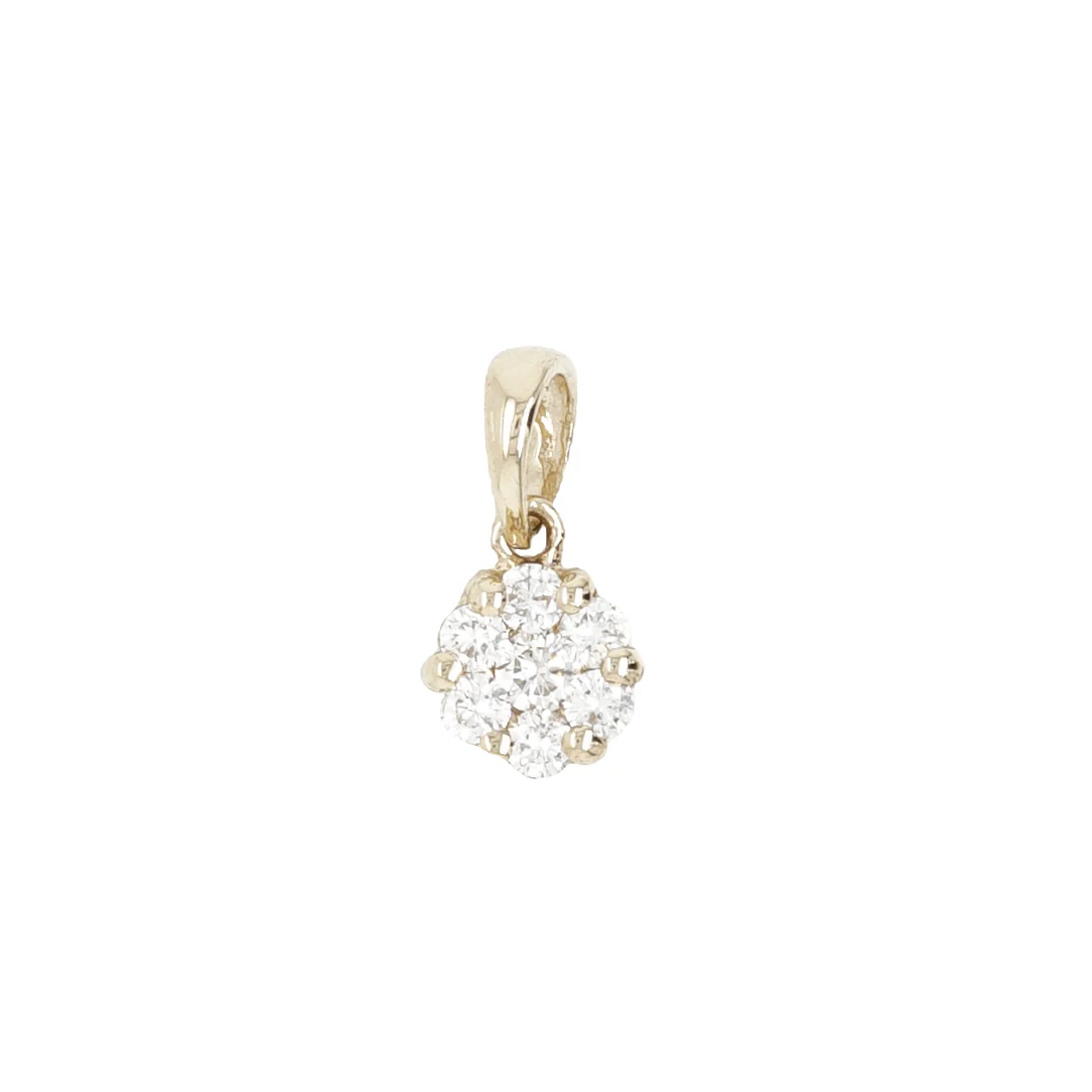 .20 Diamond Cluster Pendant in 14k Yellow Gold - Image 2