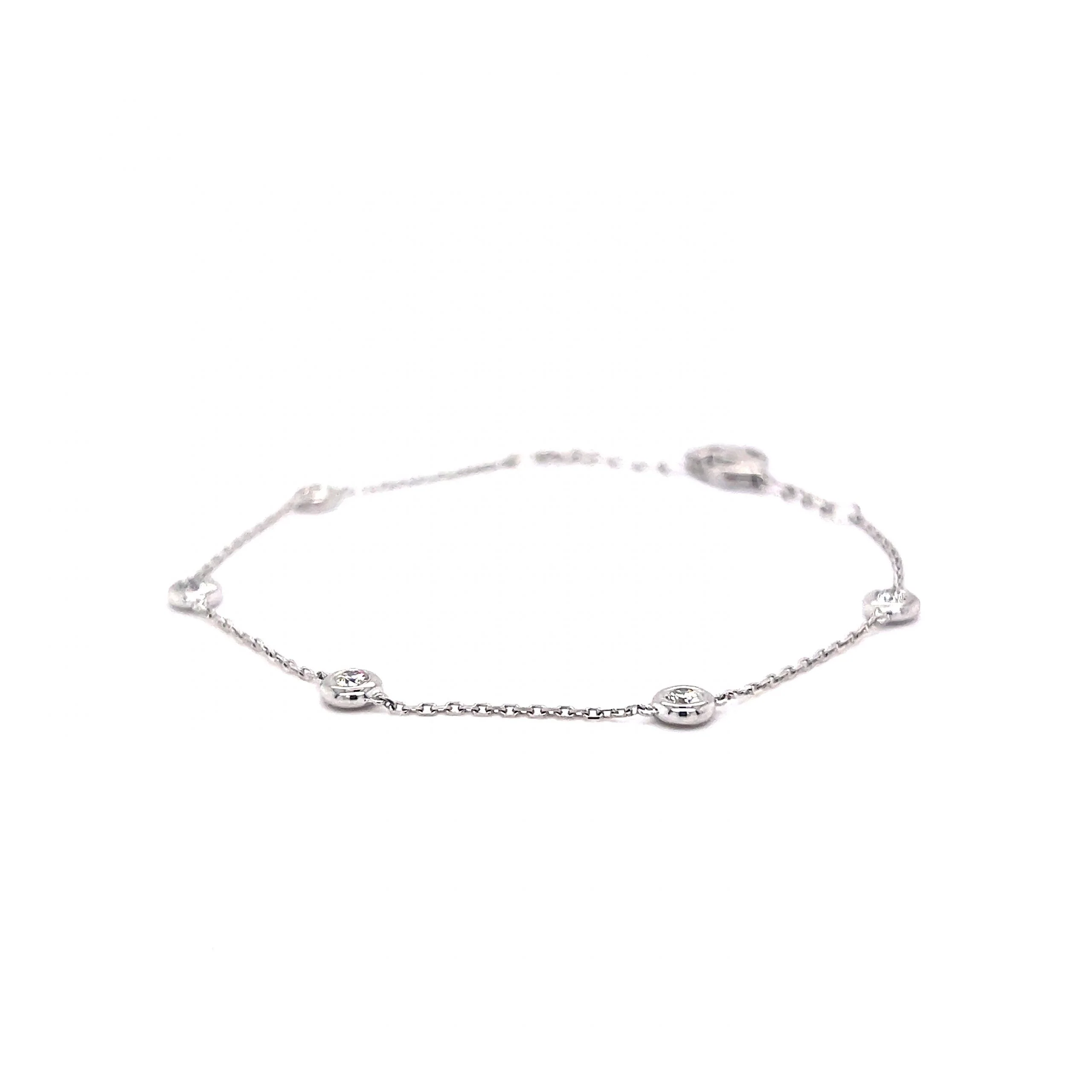 .20 Everyday Bezel Set Diamond Chain Bracelet in 14k White Gold - Image 2