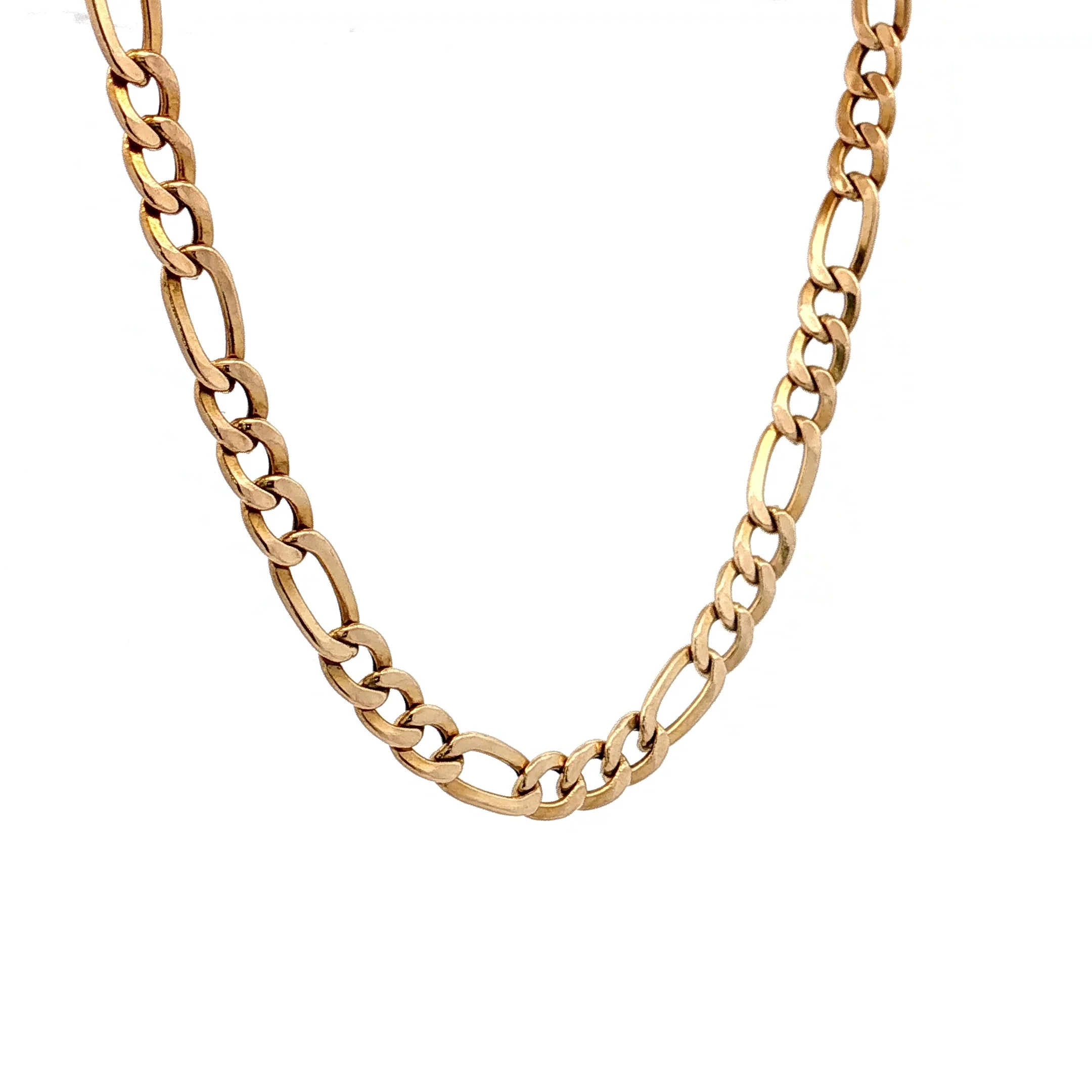 20" Figaro Chain Necklace 14k Yellow Gold - Image 3