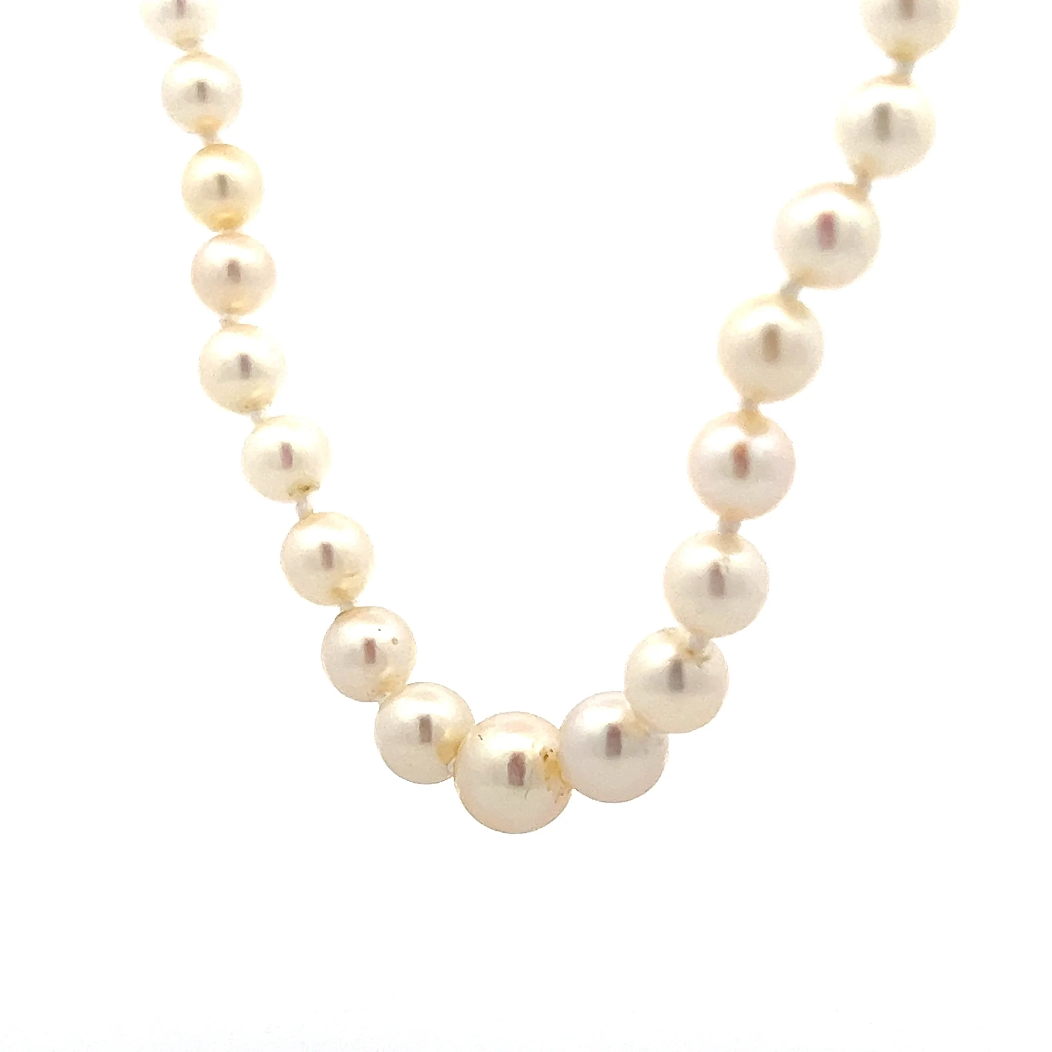20" Graduated Pearl Necklace in 14k Yellow Gold - Image 2