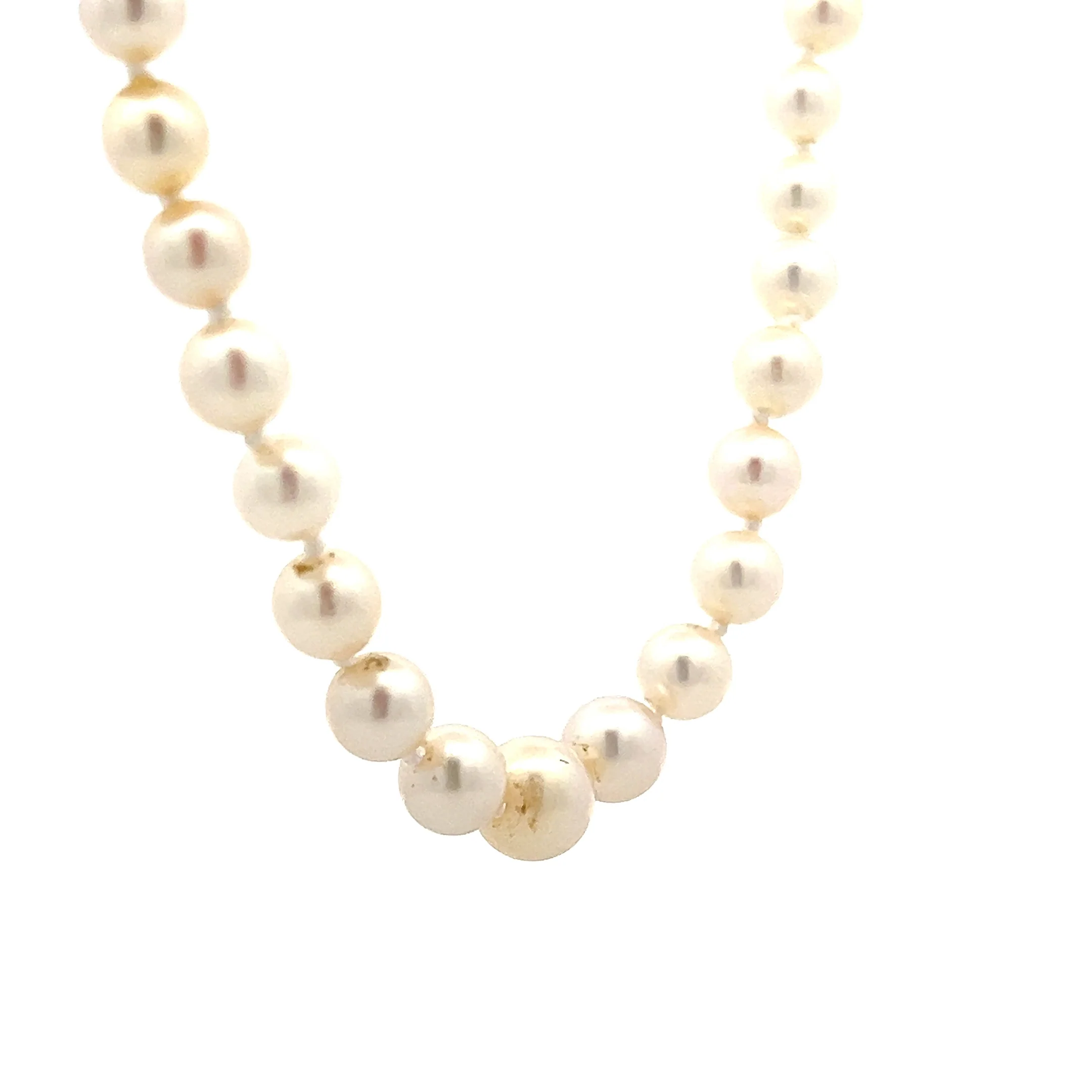 20" Graduated Pearl Necklace in 14k Yellow Gold - Image 3