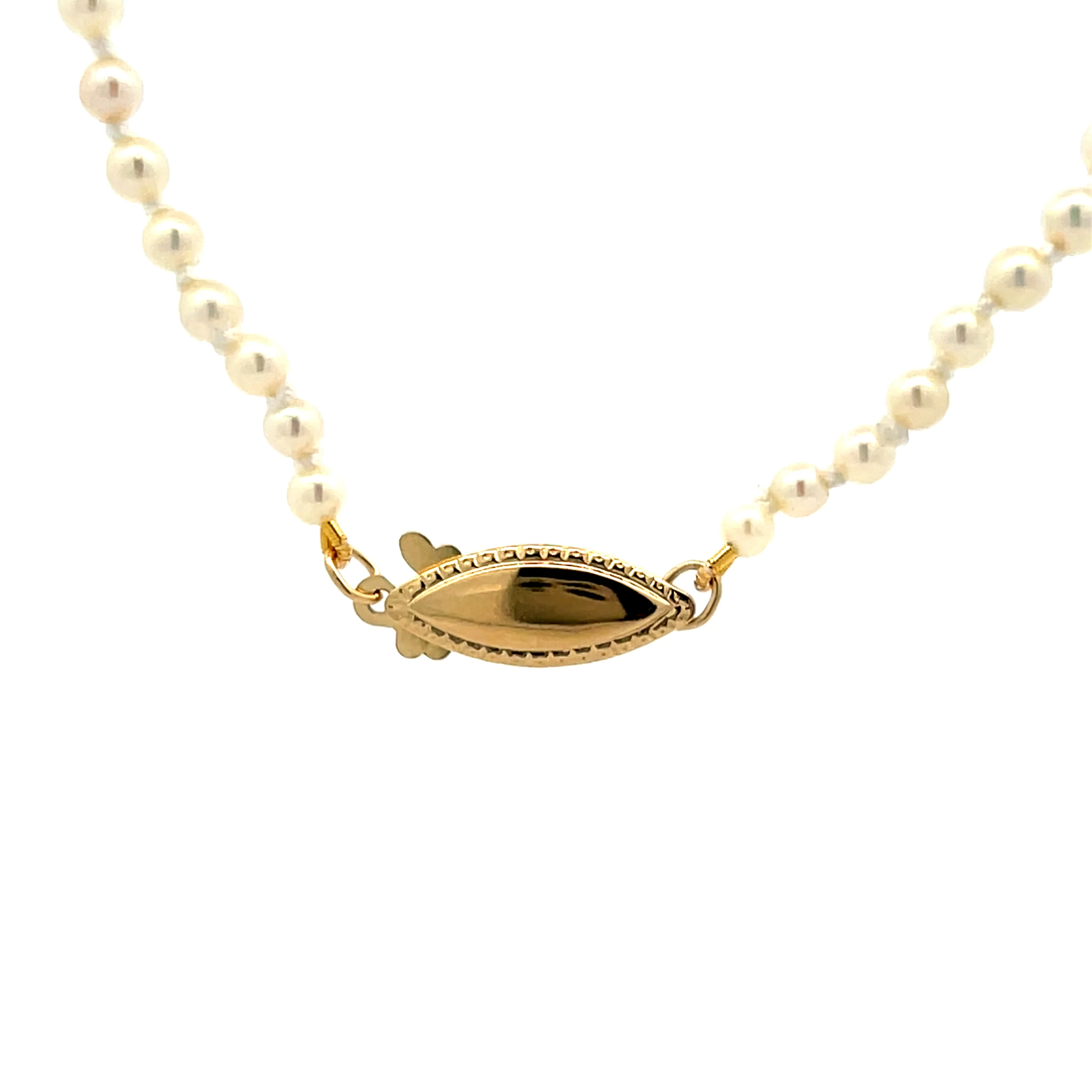 20" Graduated Pearl Necklace in 14k Yellow Gold - Image 4