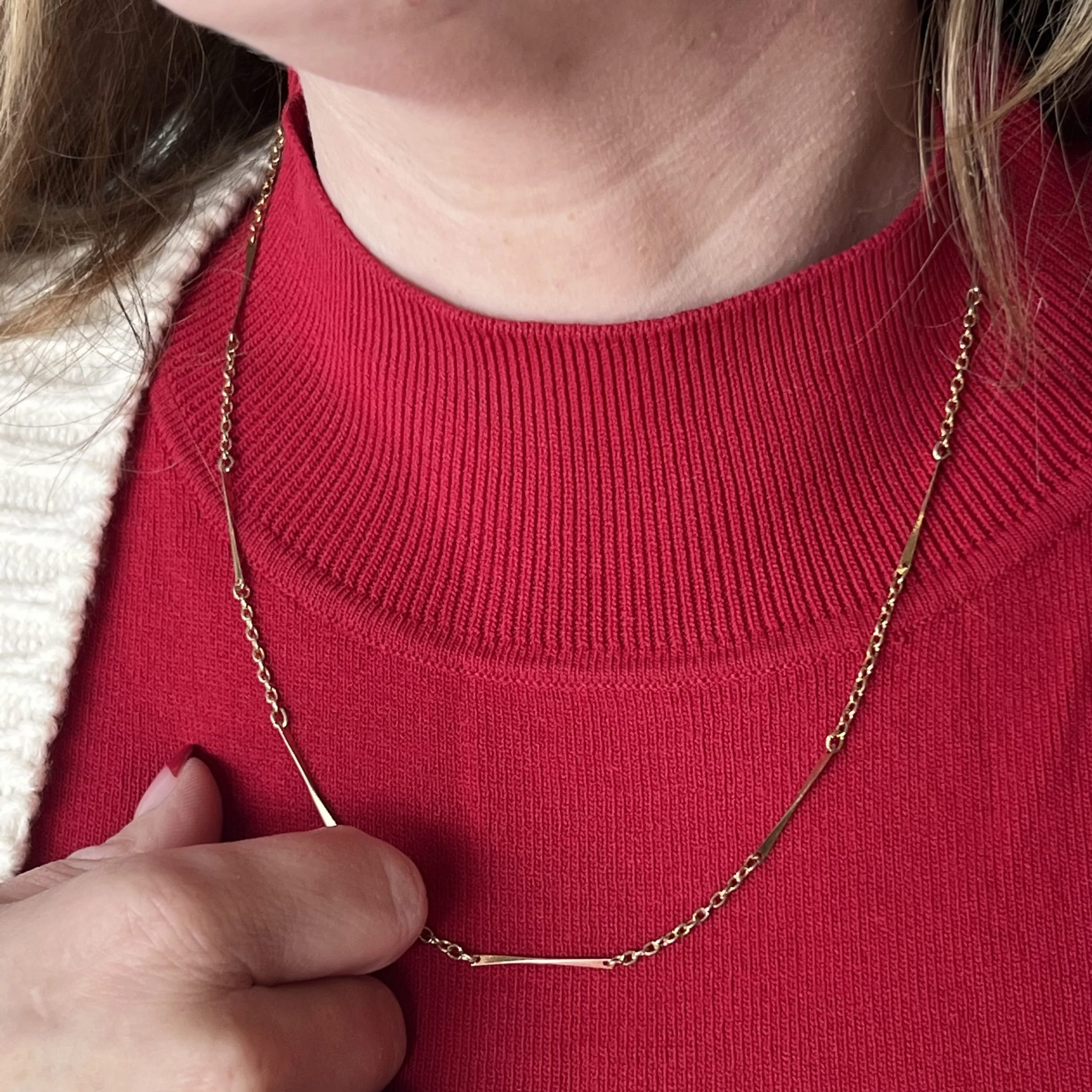 20 Inch Mid-Century Bar Chain Necklace in 14k Yellow Gold - Image 4