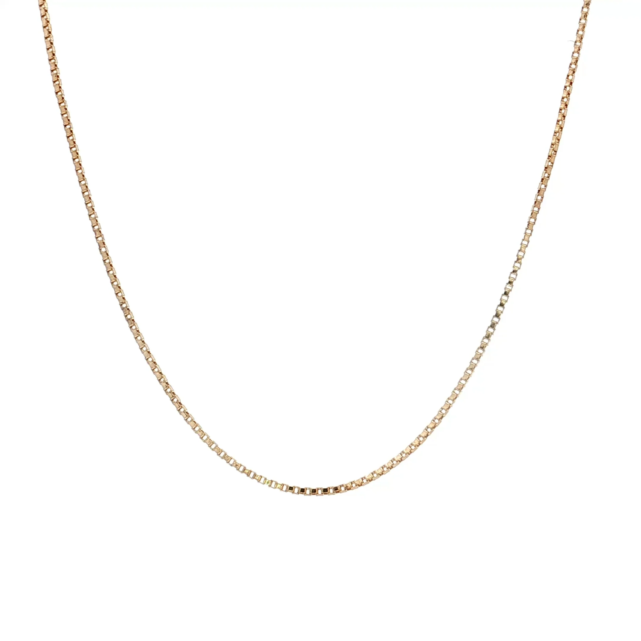 20 Inch Thin Box Chain Necklace 14k Yellow Gold