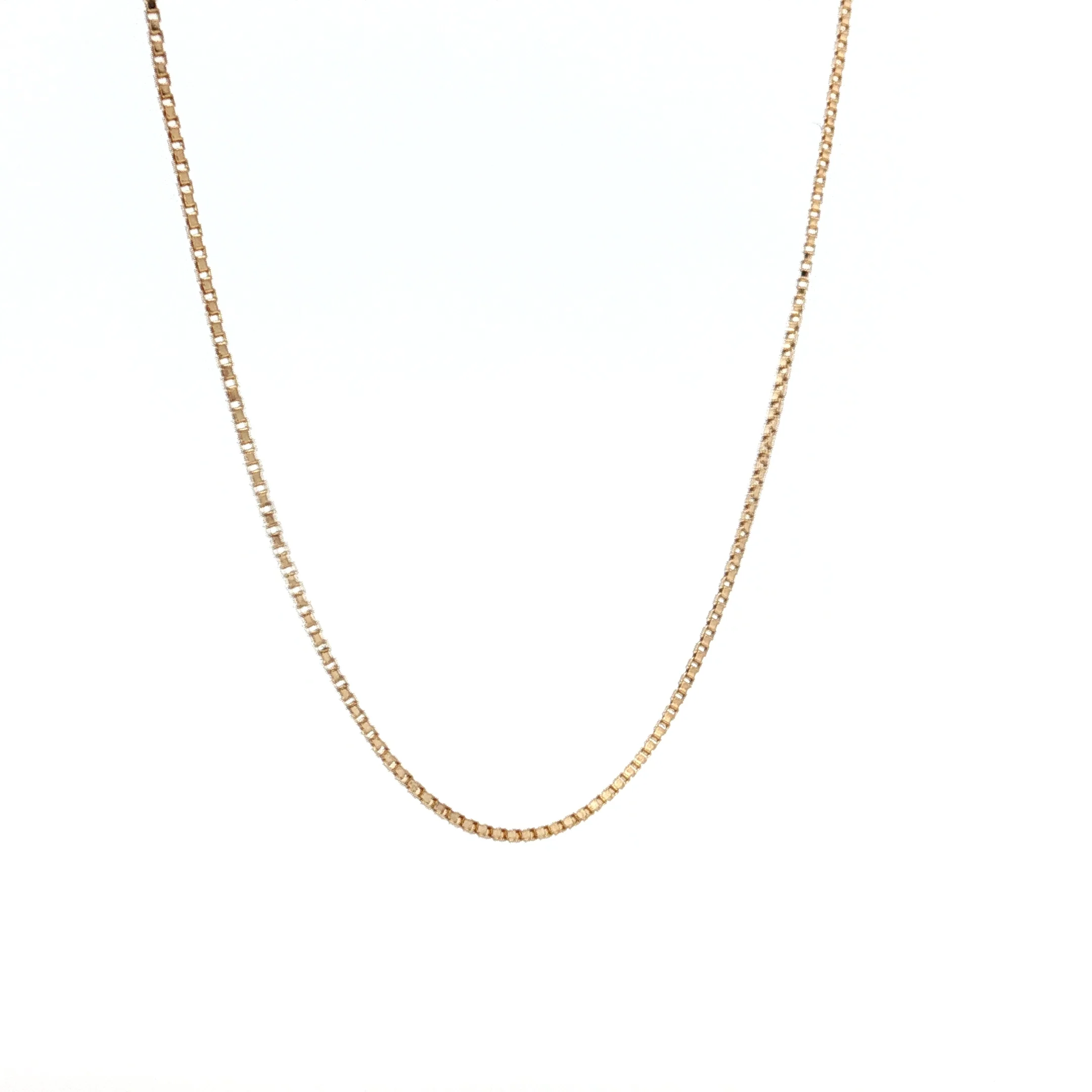 20 Inch Thin Box Chain Necklace 14k Yellow Gold - Image 3