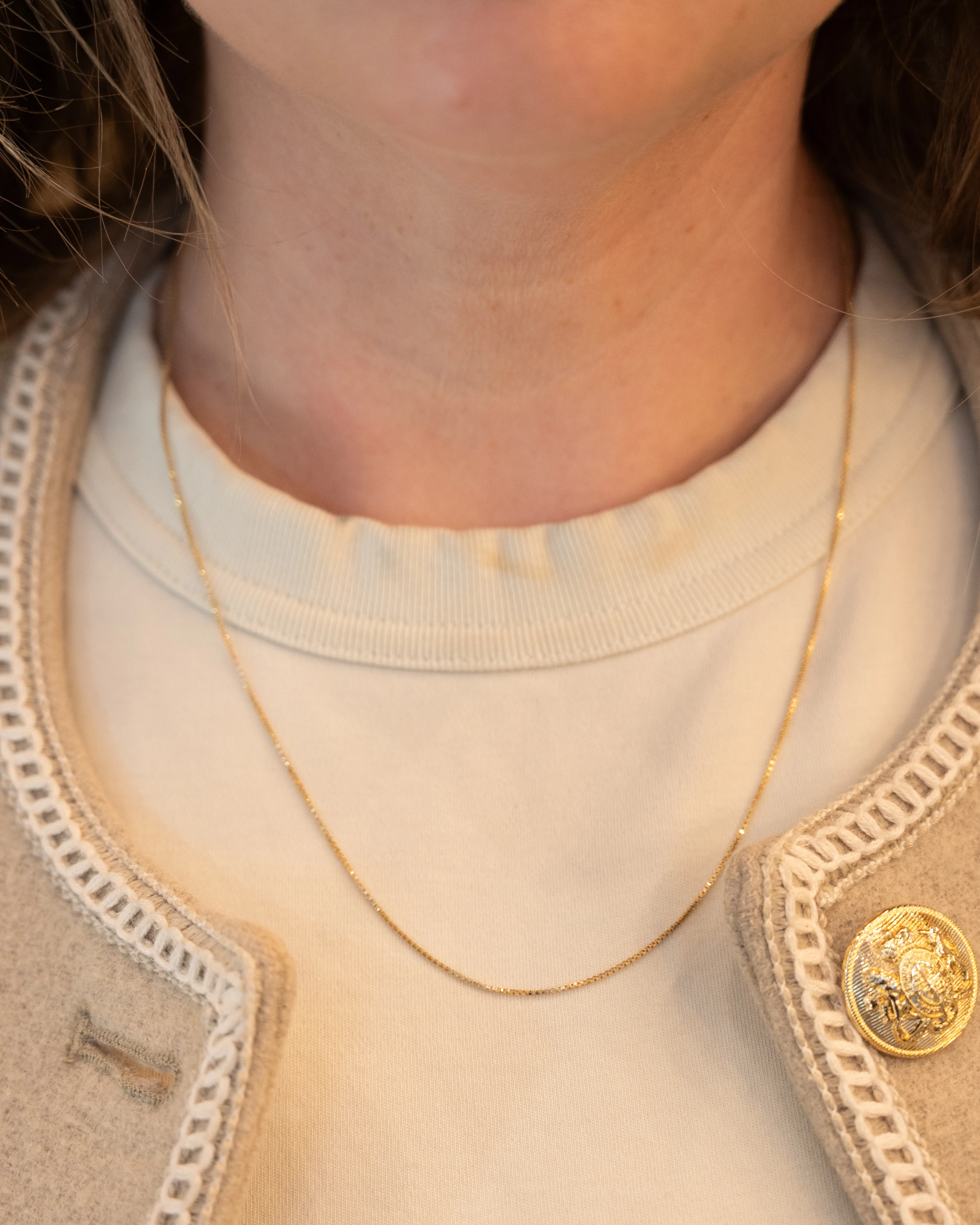 20 Inch Thin Box Chain Necklace 14k Yellow Gold - Image 6