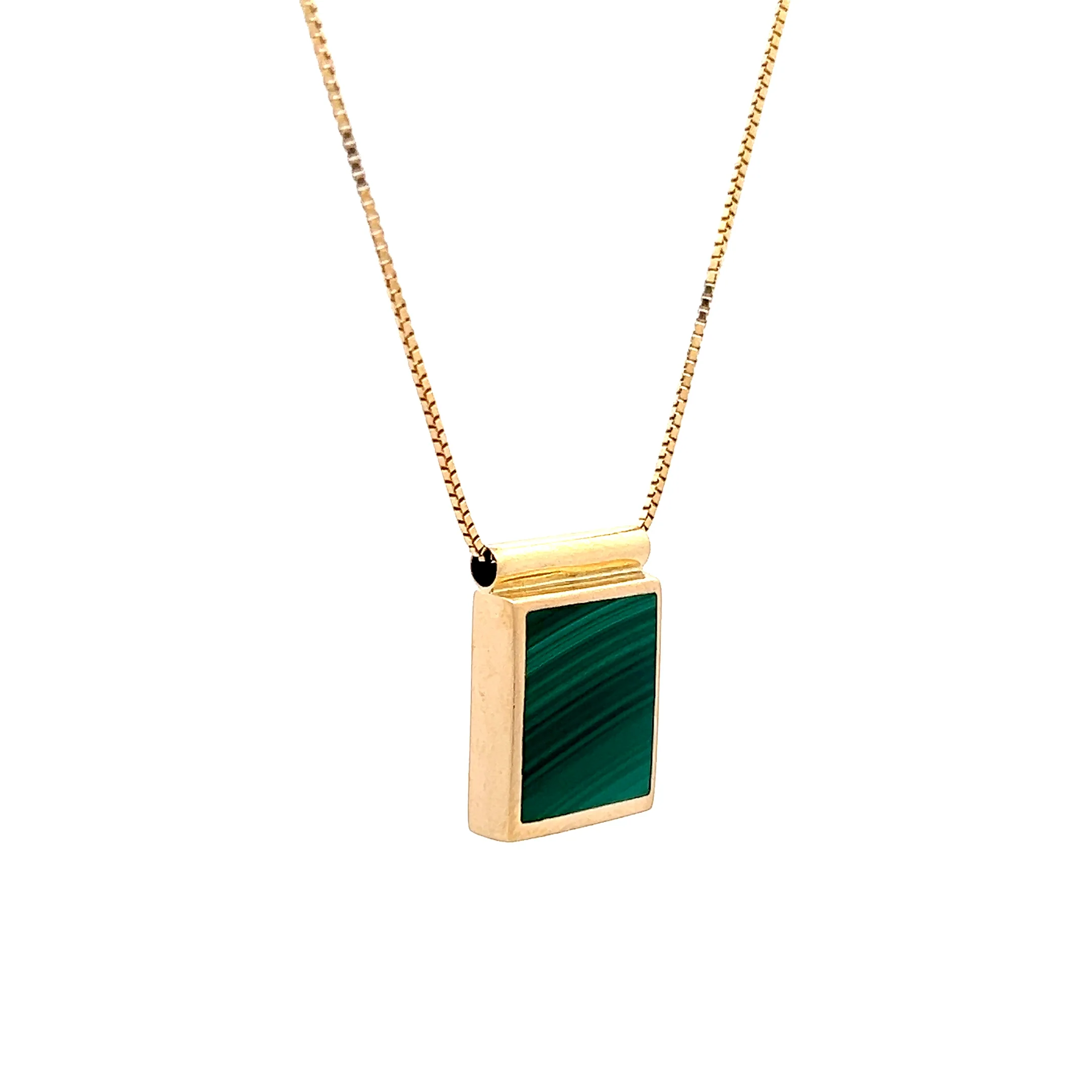 20" Malachite Bezel Pendant in 14k Yellow Gold - Image 3