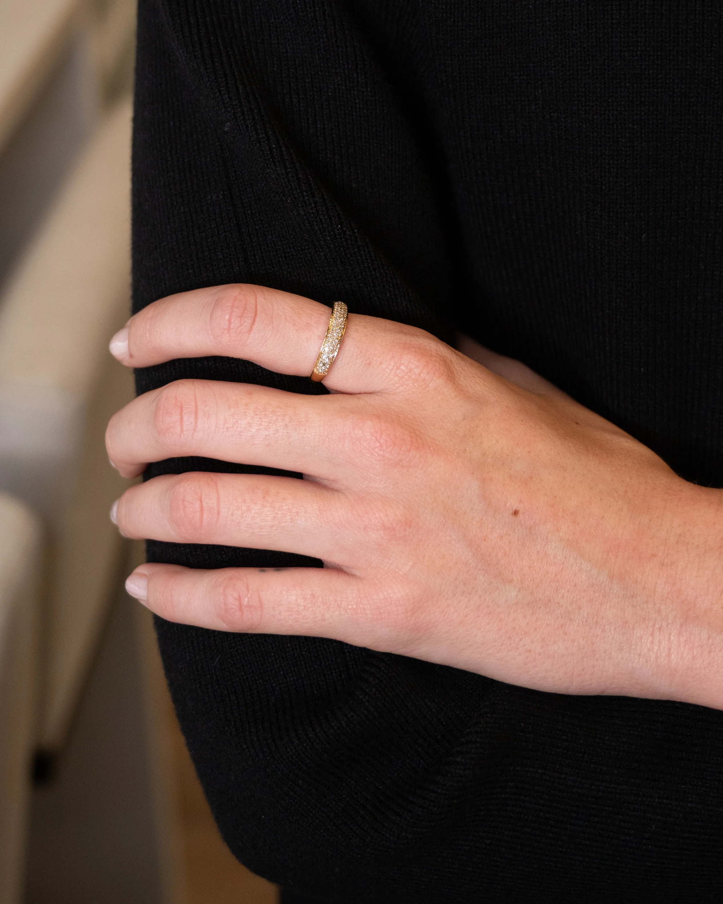 .20 Pave Diamond Stacking Ring in 14k Yellow Gold - Image 7