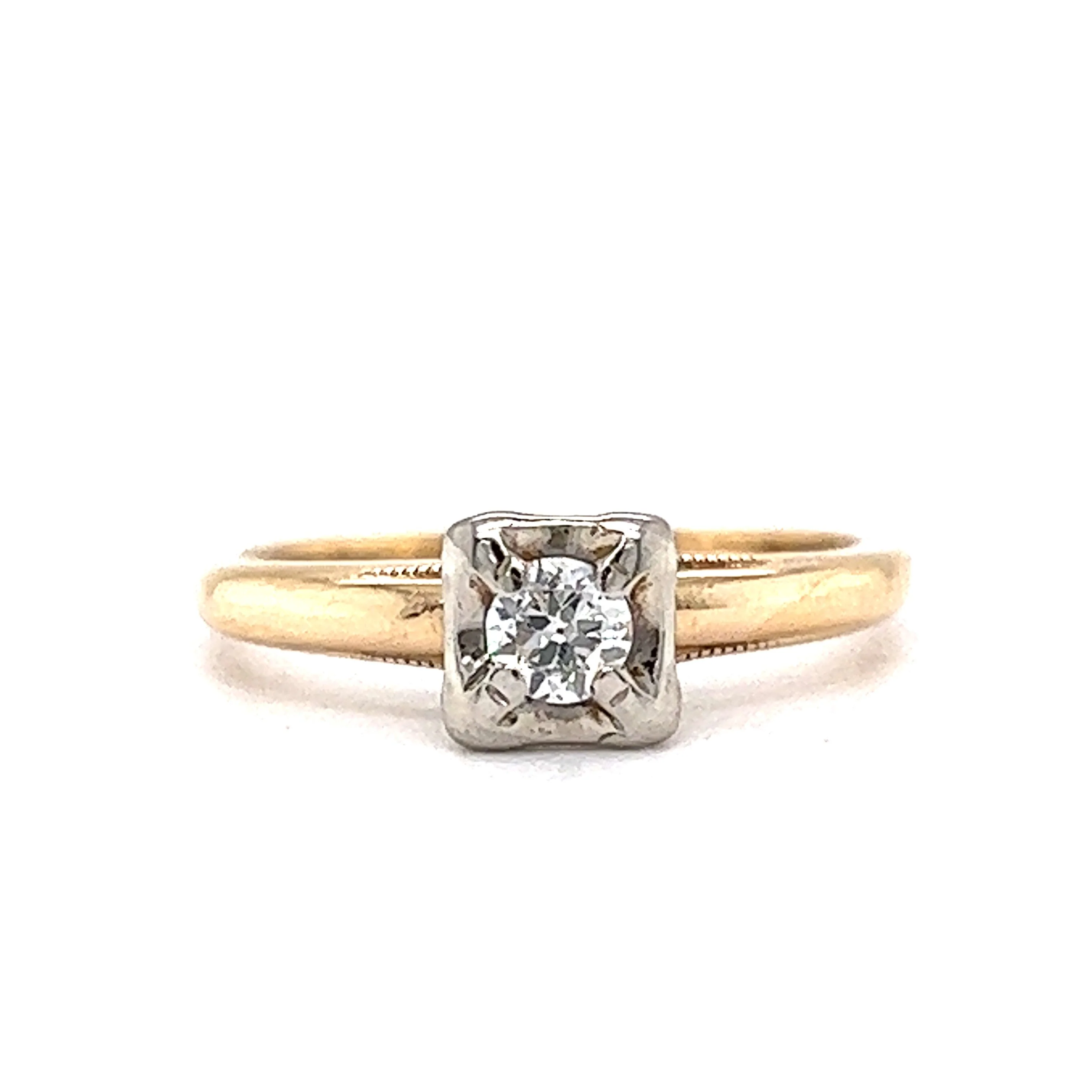 .20 Retro Solitaire Diamond Engagement Ring in 14k Gold