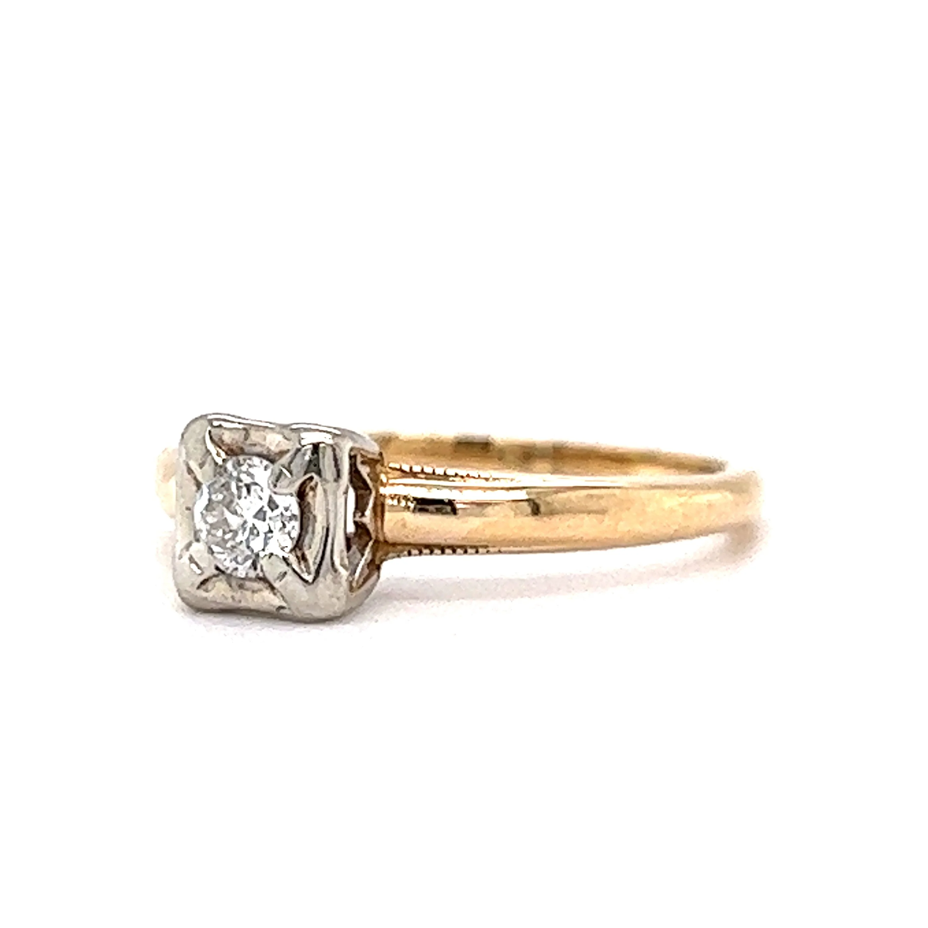 .20 Retro Solitaire Diamond Engagement Ring in 14k Gold - Image 2