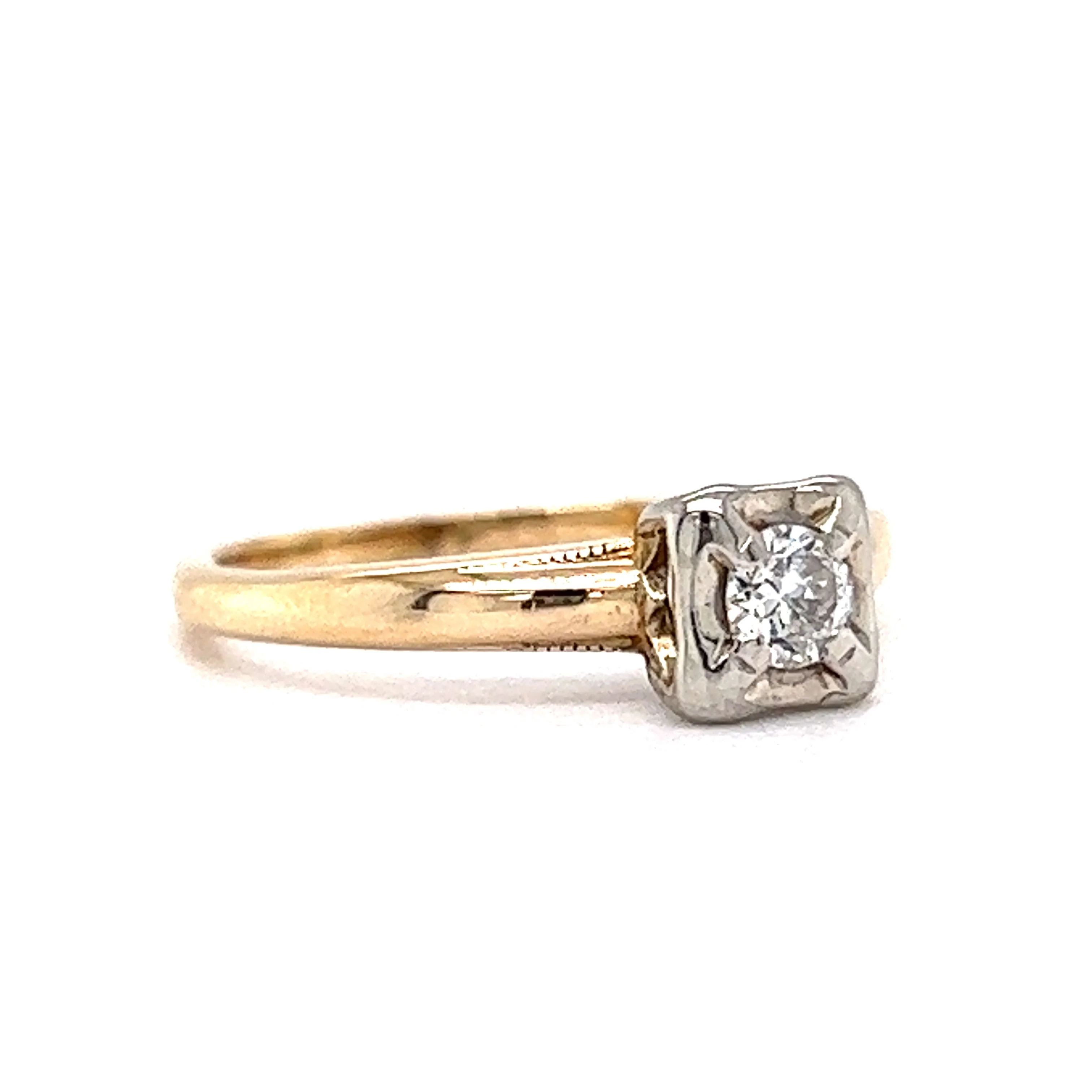 .20 Retro Solitaire Diamond Engagement Ring in 14k Gold - Image 3