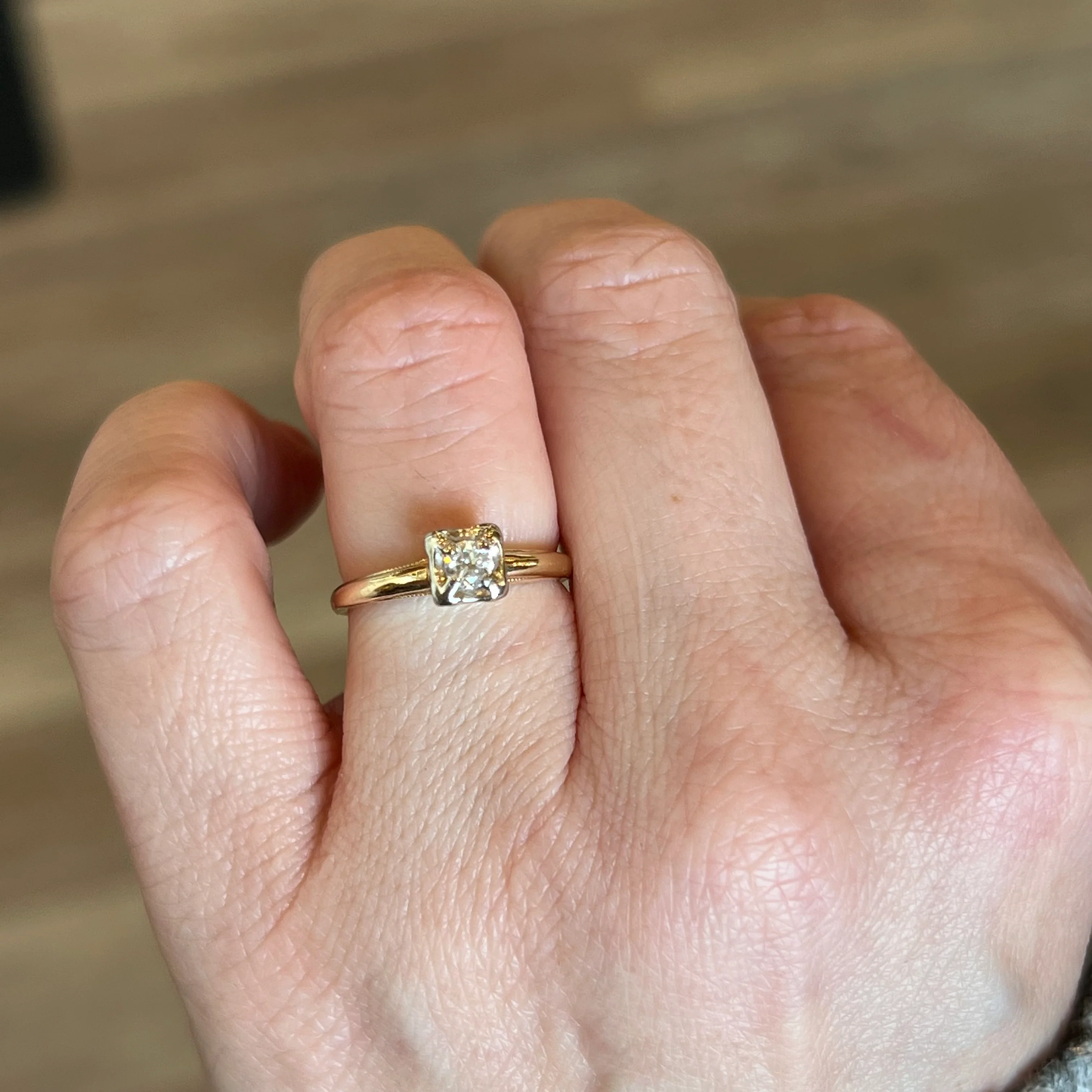 .20 Retro Solitaire Diamond Engagement Ring in 14k Gold - Image 6