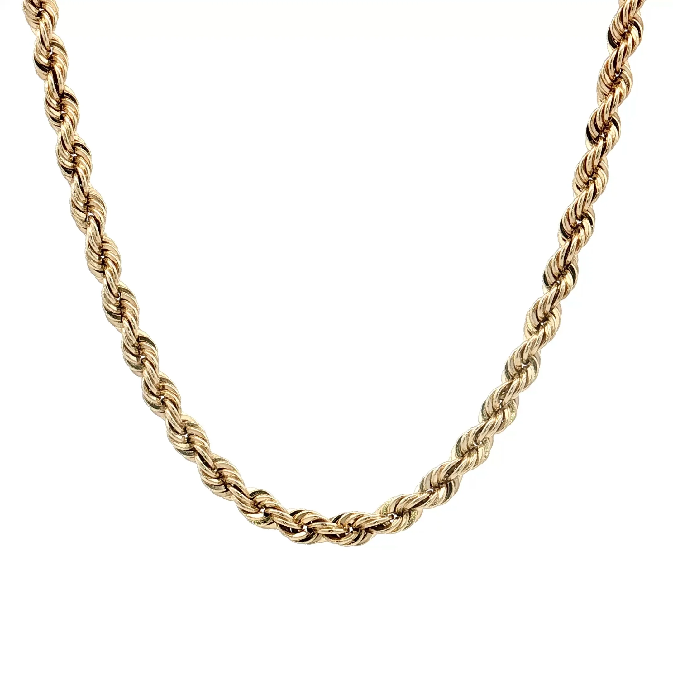20" Rope Chain Necklace 14k Yellow Gold