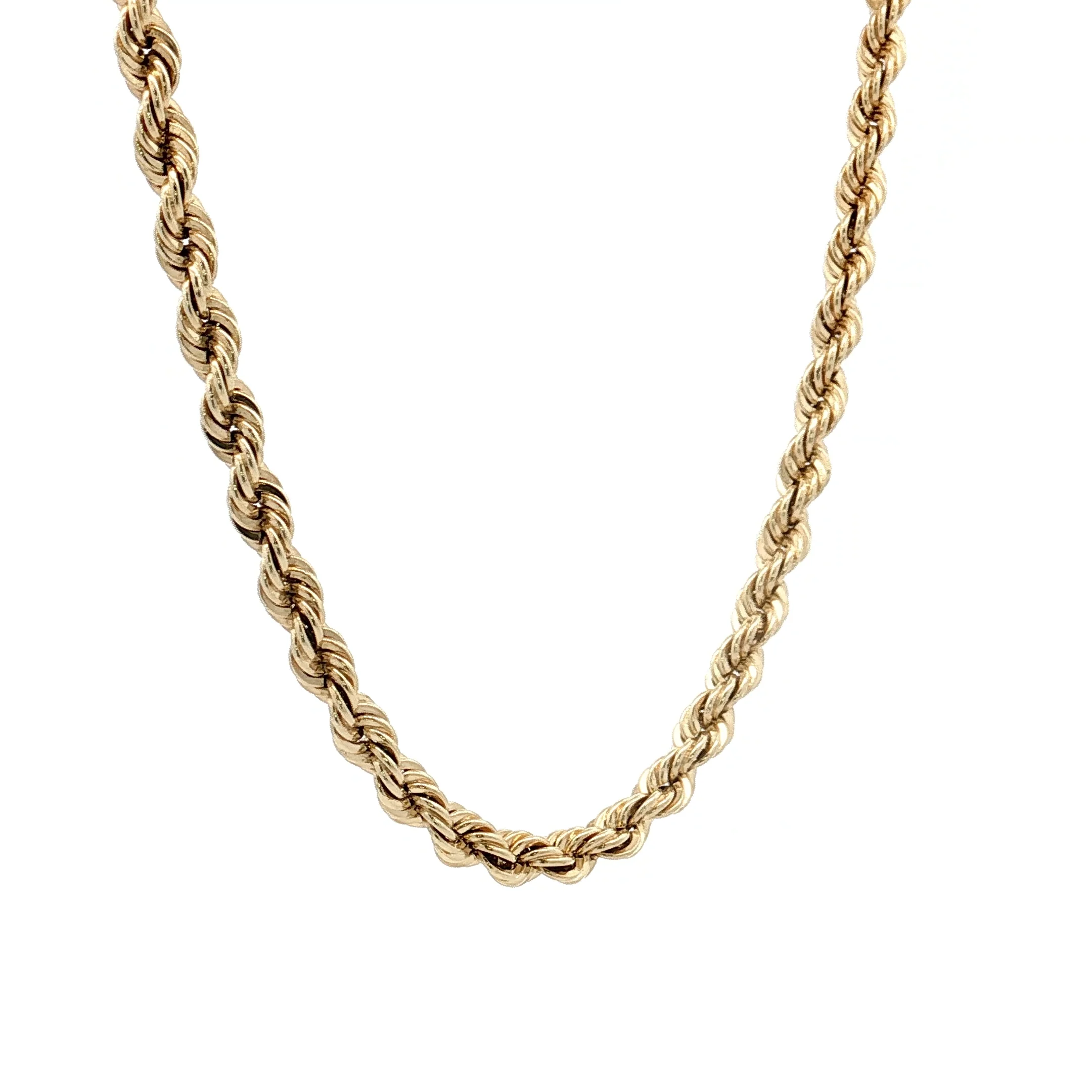 20" Rope Chain Necklace 14k Yellow Gold - Image 3