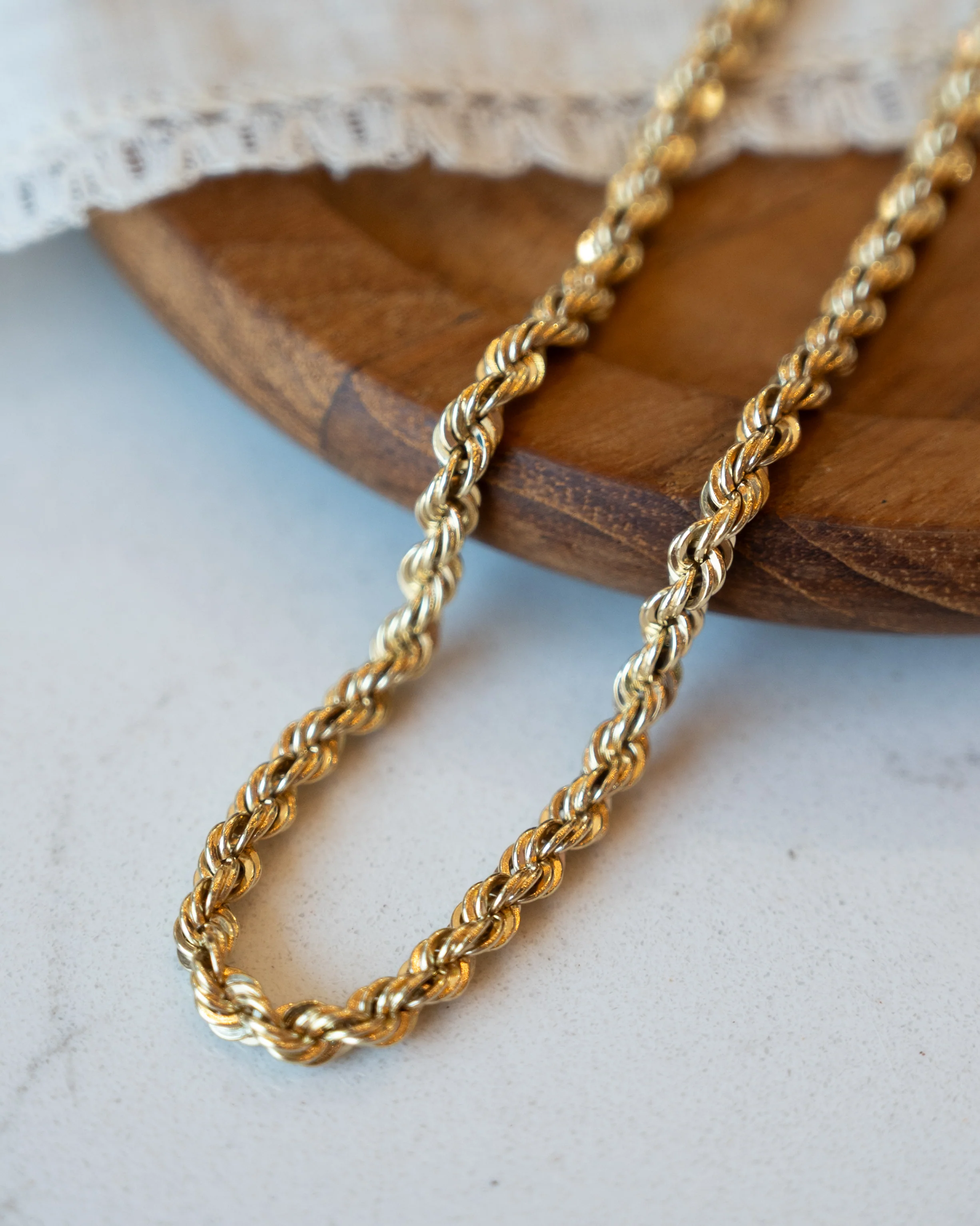 20" Rope Chain Necklace 14k Yellow Gold - Image 5