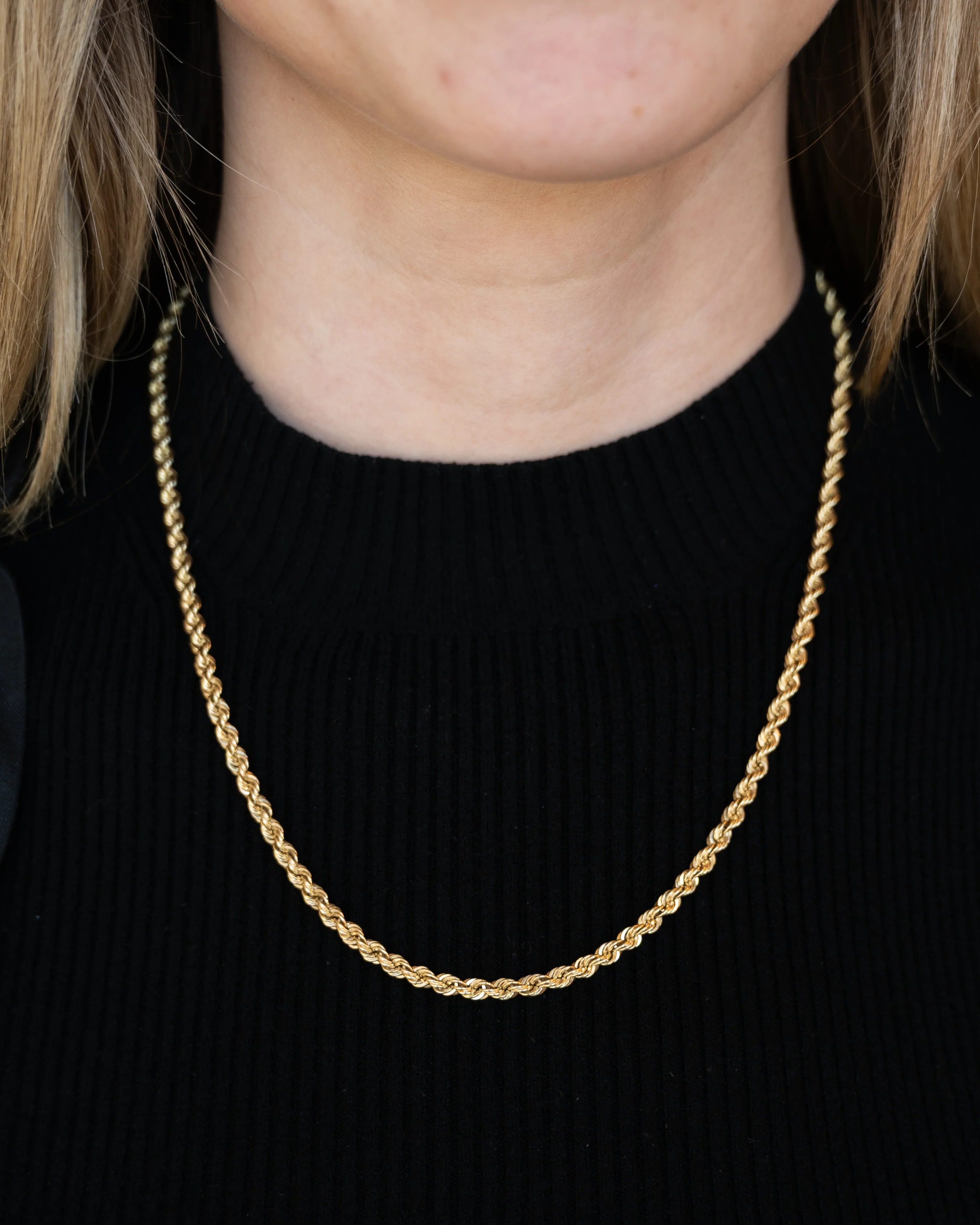 20" Rope Chain Necklace 14k Yellow Gold - Image 6