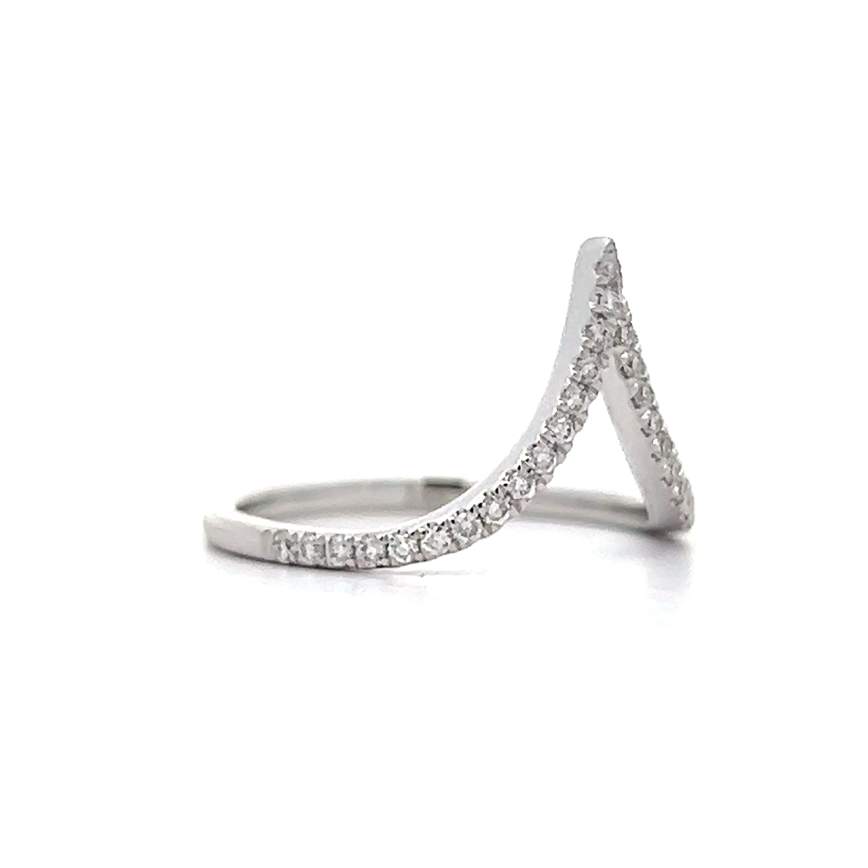 .20 V Shaped Diamond Wedding Band in 14k White Gold - Image 3