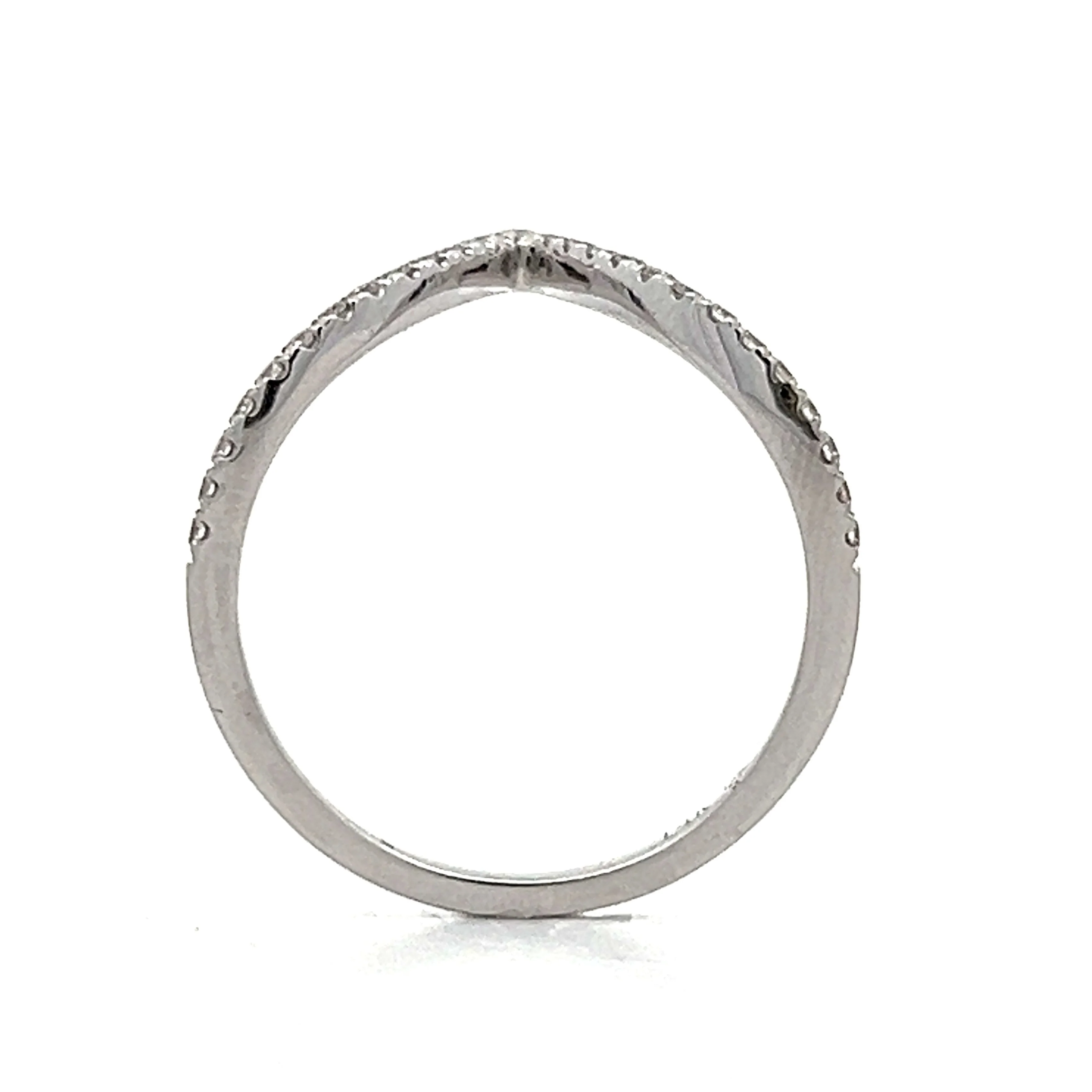 .20 V Shaped Diamond Wedding Band in 14k White Gold - Image 4