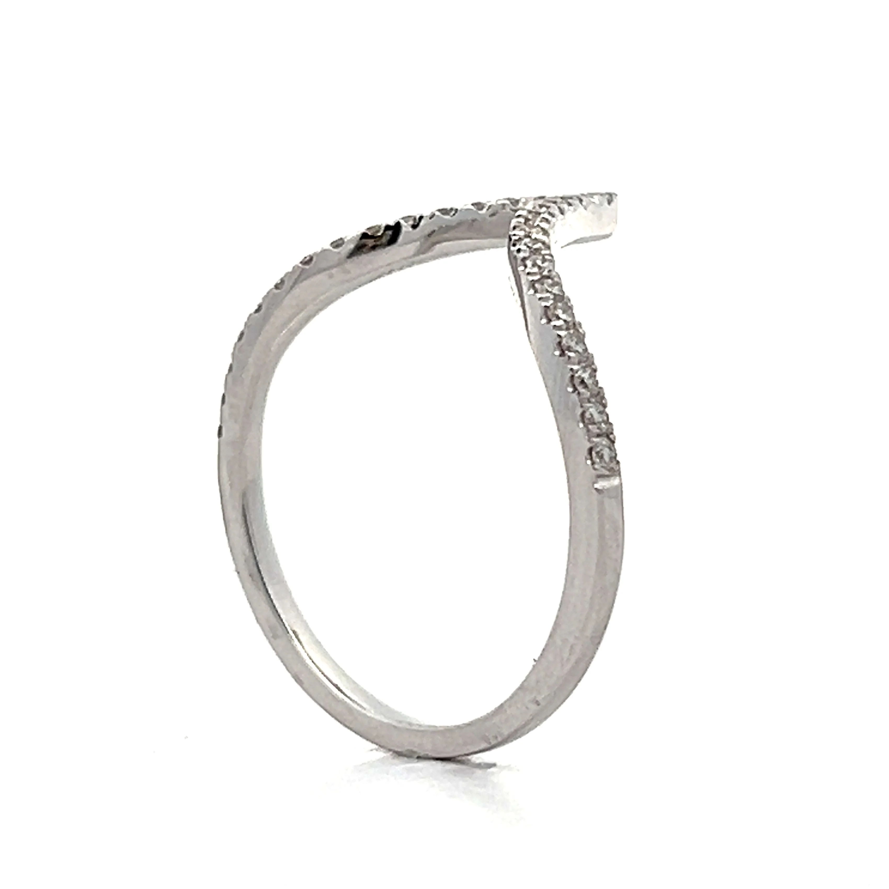 .20 V Shaped Diamond Wedding Band in 14k White Gold - Image 5