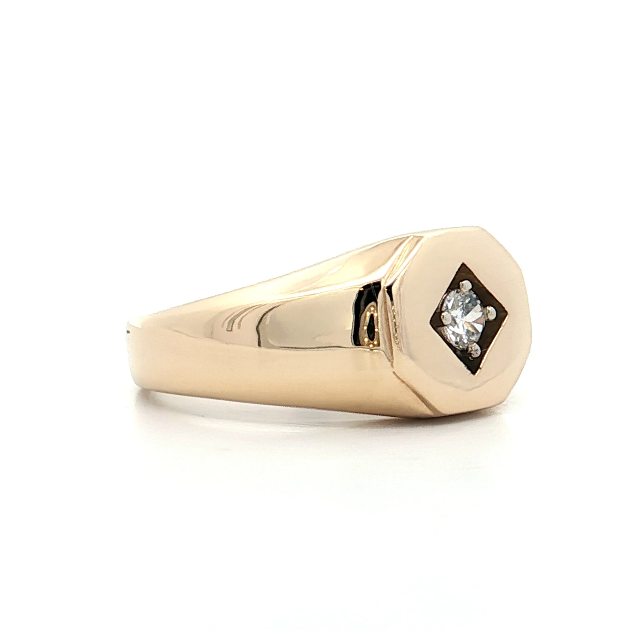 .20 Vintage Mens Diamond Signet Ring 14k Yellow Gold - Image 3