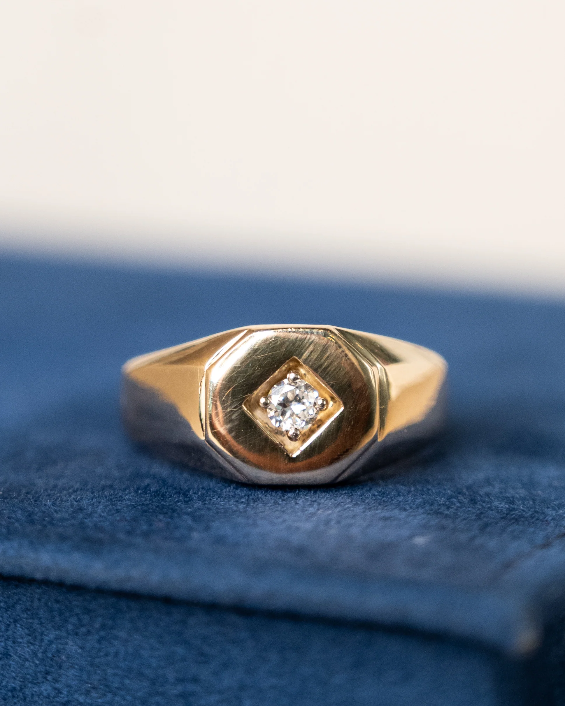.20 Vintage Mens Diamond Signet Ring 14k Yellow Gold - Image 6