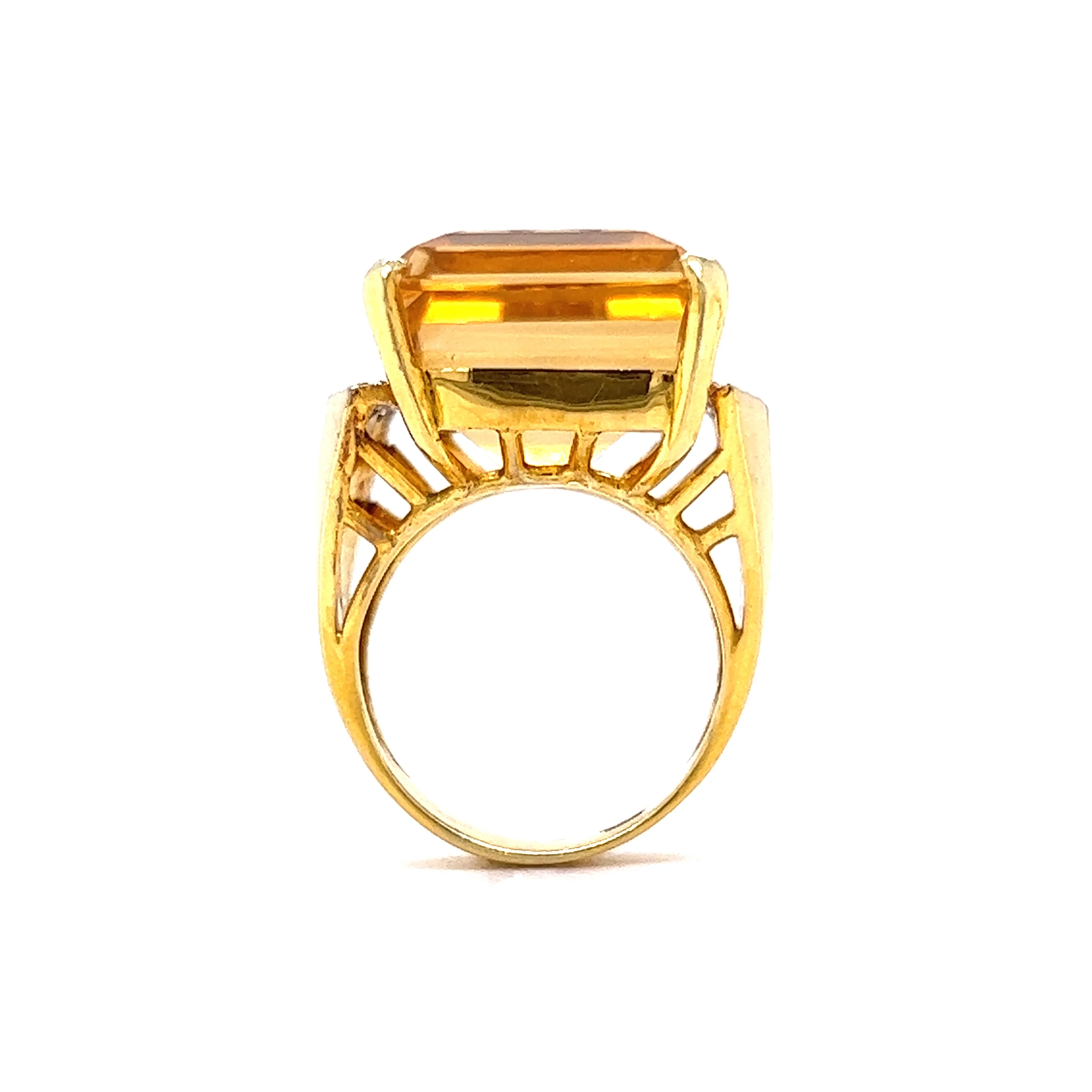 21.37 Emerald Cut Citrine Cocktail Ring in 14k Yellow Gold - Image 4