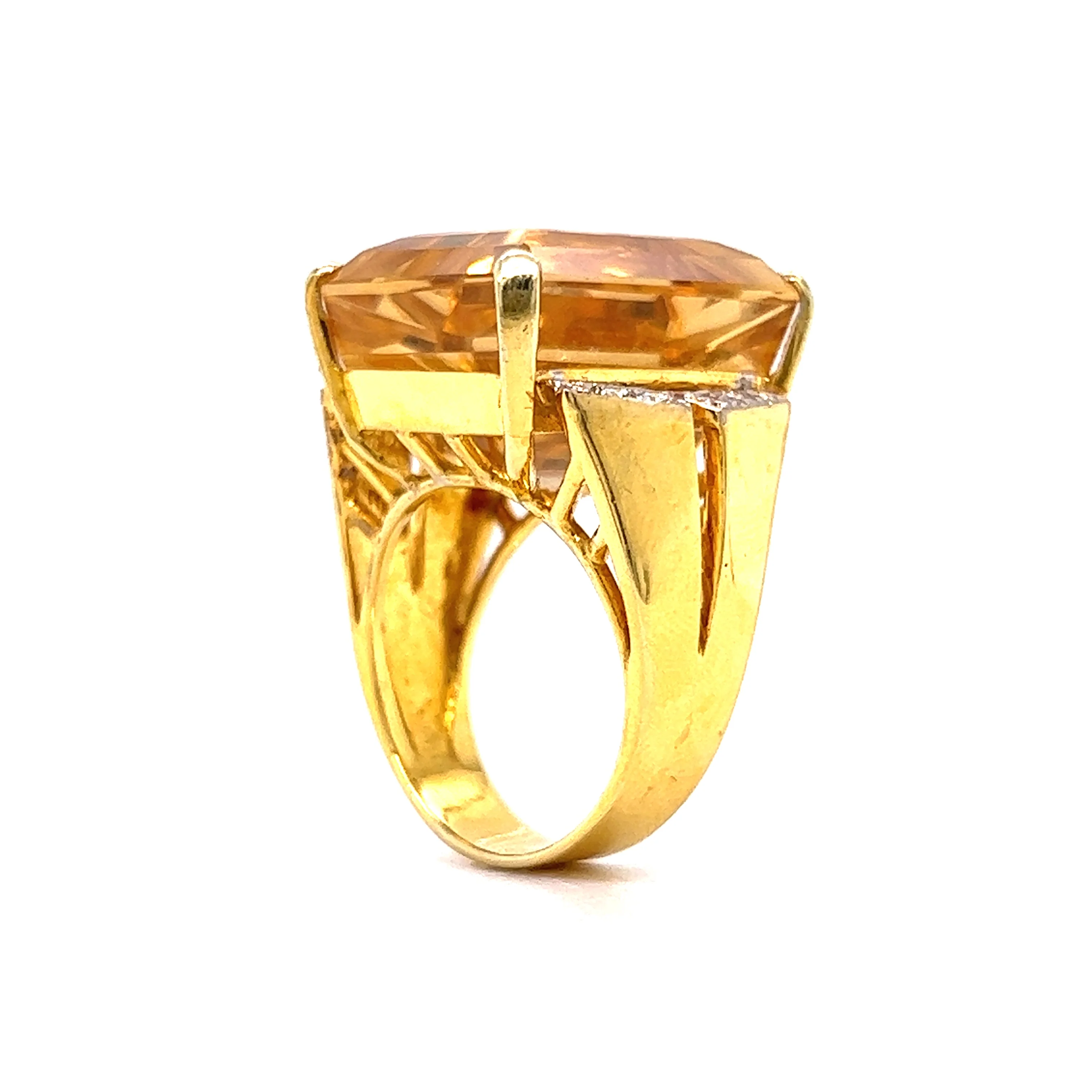 21.37 Emerald Cut Citrine Cocktail Ring in 14k Yellow Gold - Image 5