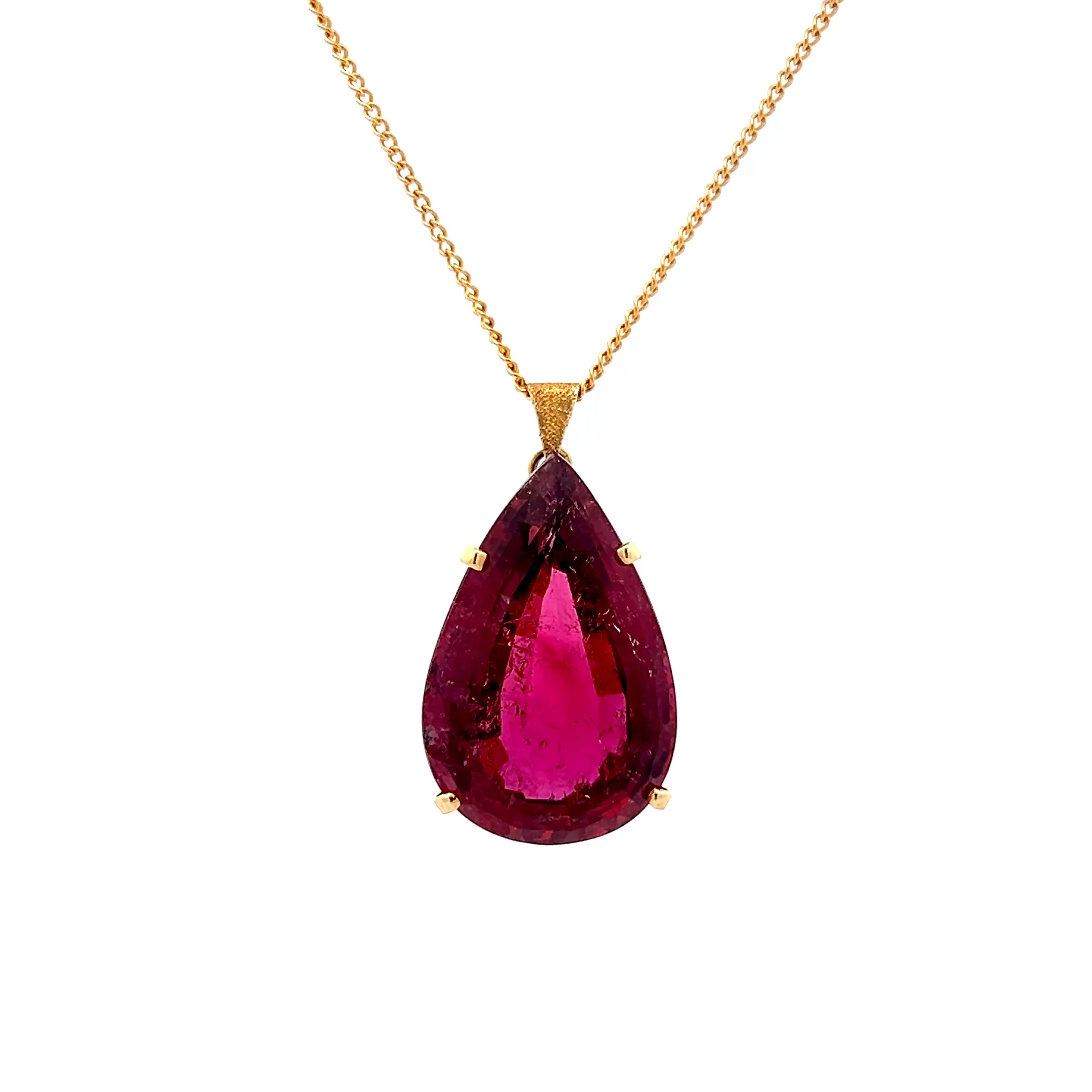 21.60 Rubellite Tourmaline Pendant in 18k Yellow Gold