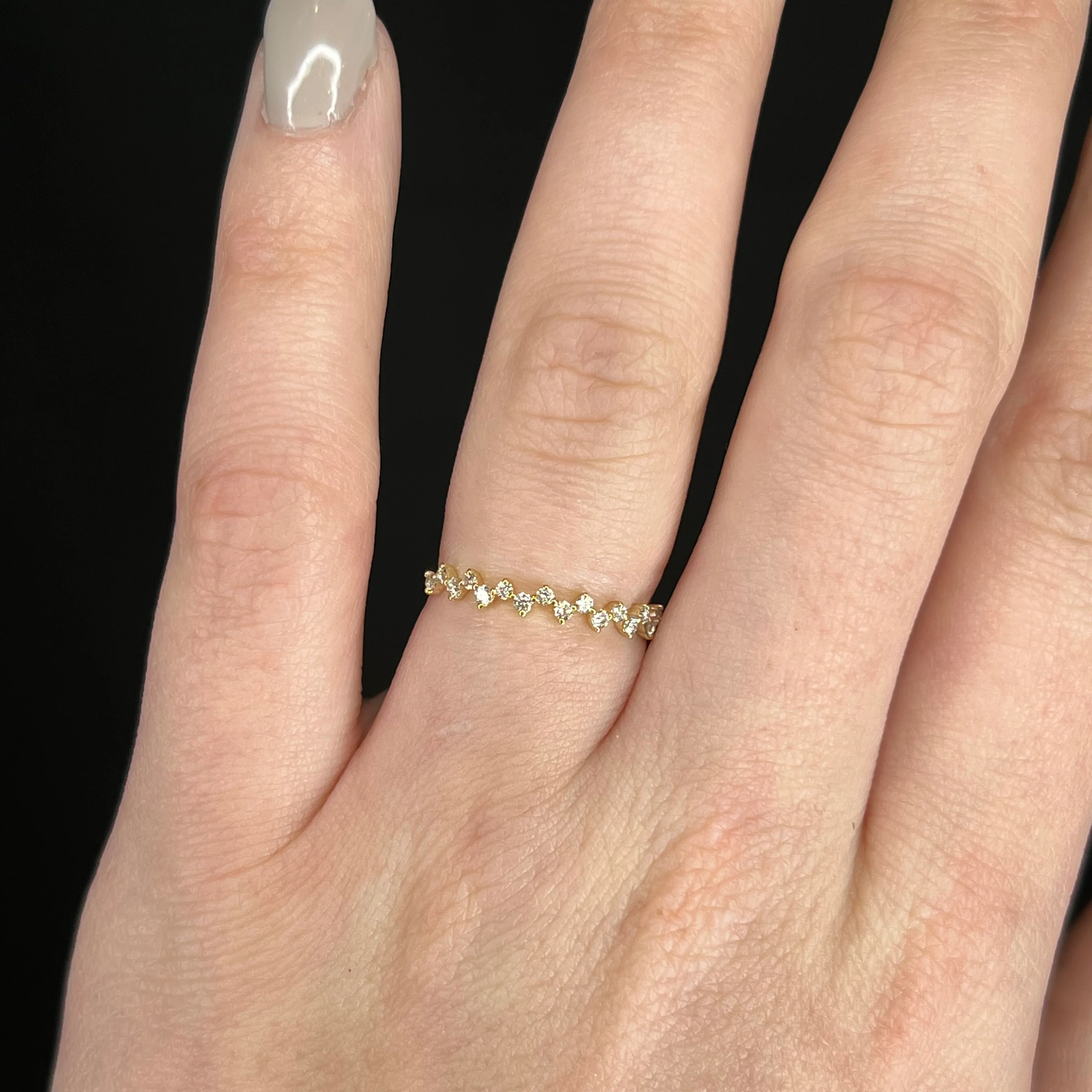 .21 Alternating Diamond Wedding Band in 14k Yellow Gold - Image 6