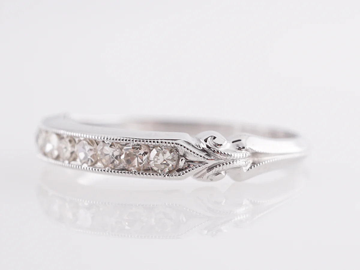 .21 Art Deco Diamond Wedding Band in 18K White Gold - Image 2