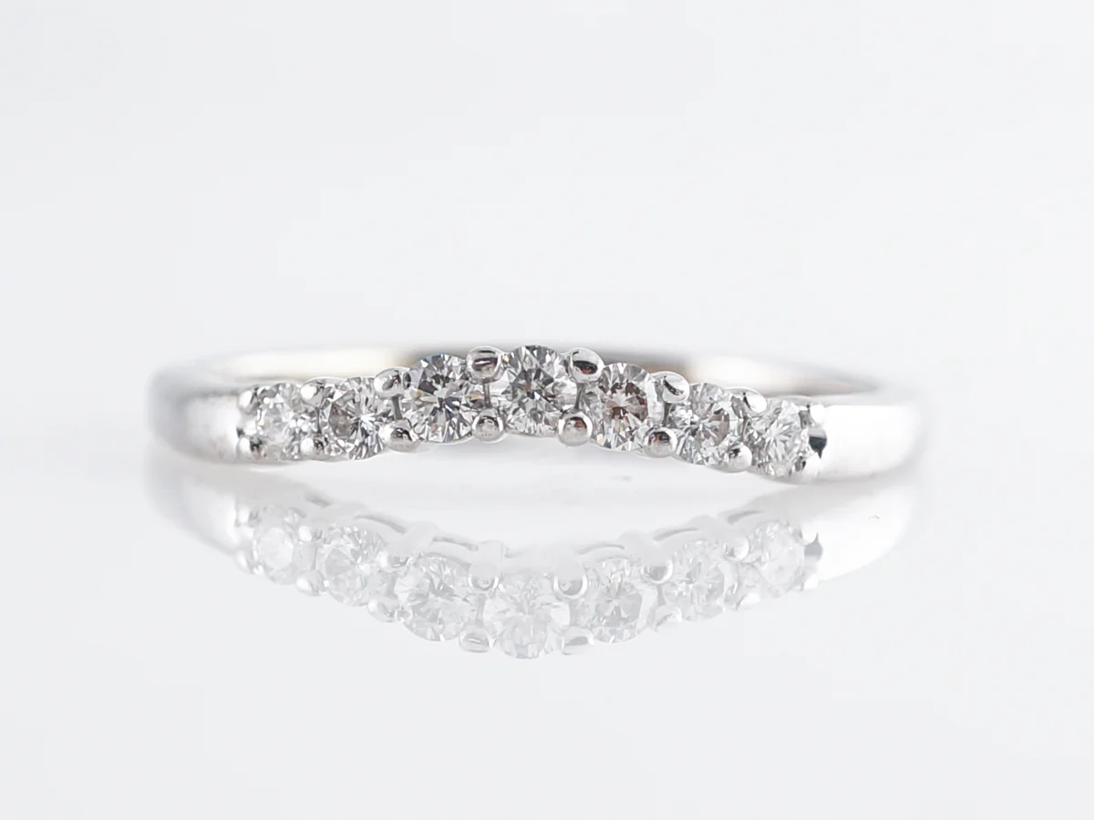 .21 Carat Curved Diamond Wedding Band in 14k White Gold