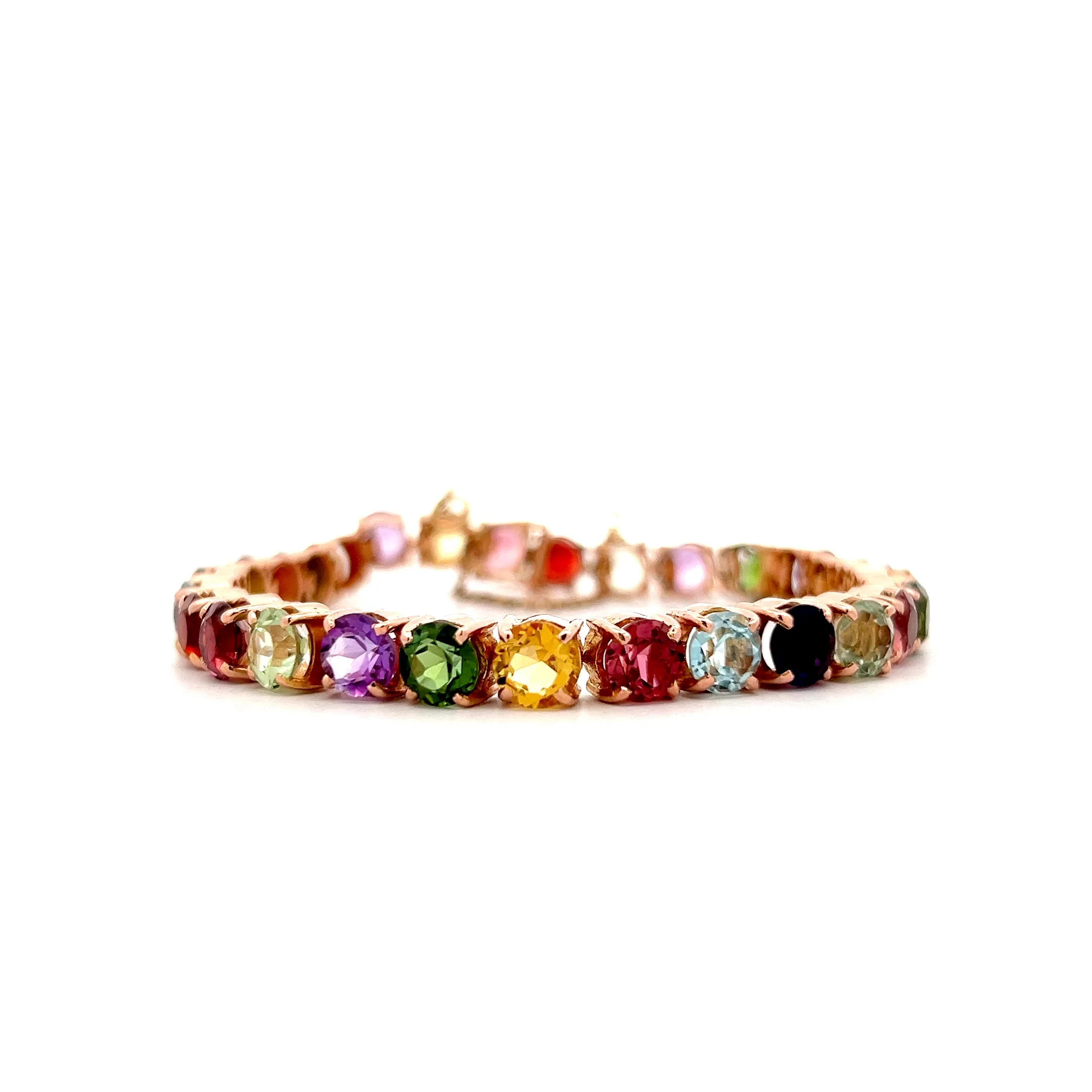 21 Carat Multi-Gemstone Tennis Bracelet in 14k Rose Gold
