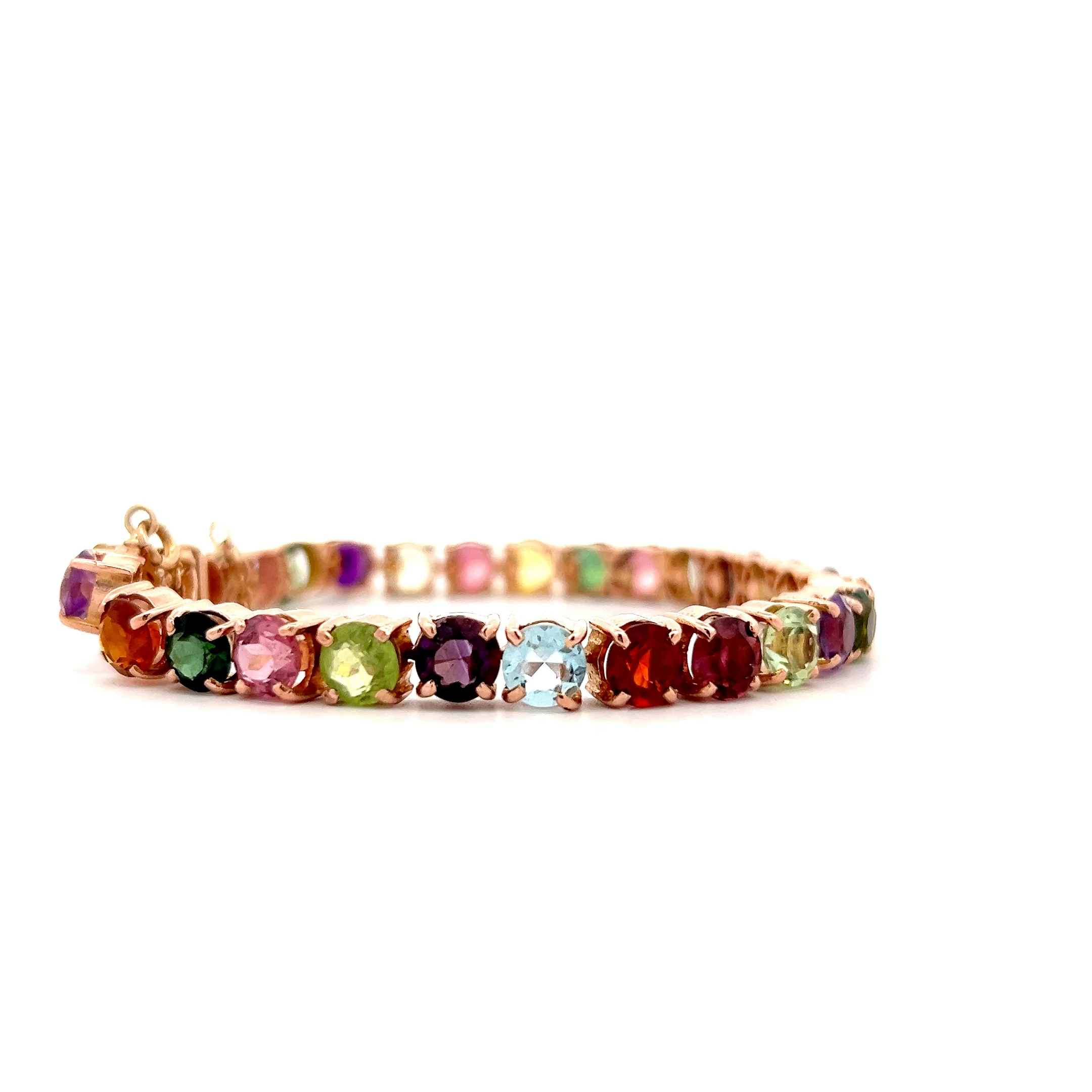 21 Carat Multi-Gemstone Tennis Bracelet in 14k Rose Gold - Image 3