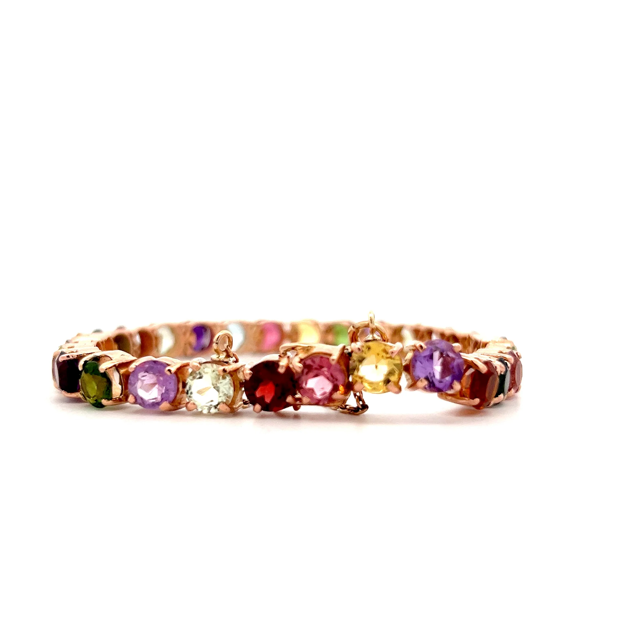 21 Carat Multi-Gemstone Tennis Bracelet in 14k Rose Gold - Image 4