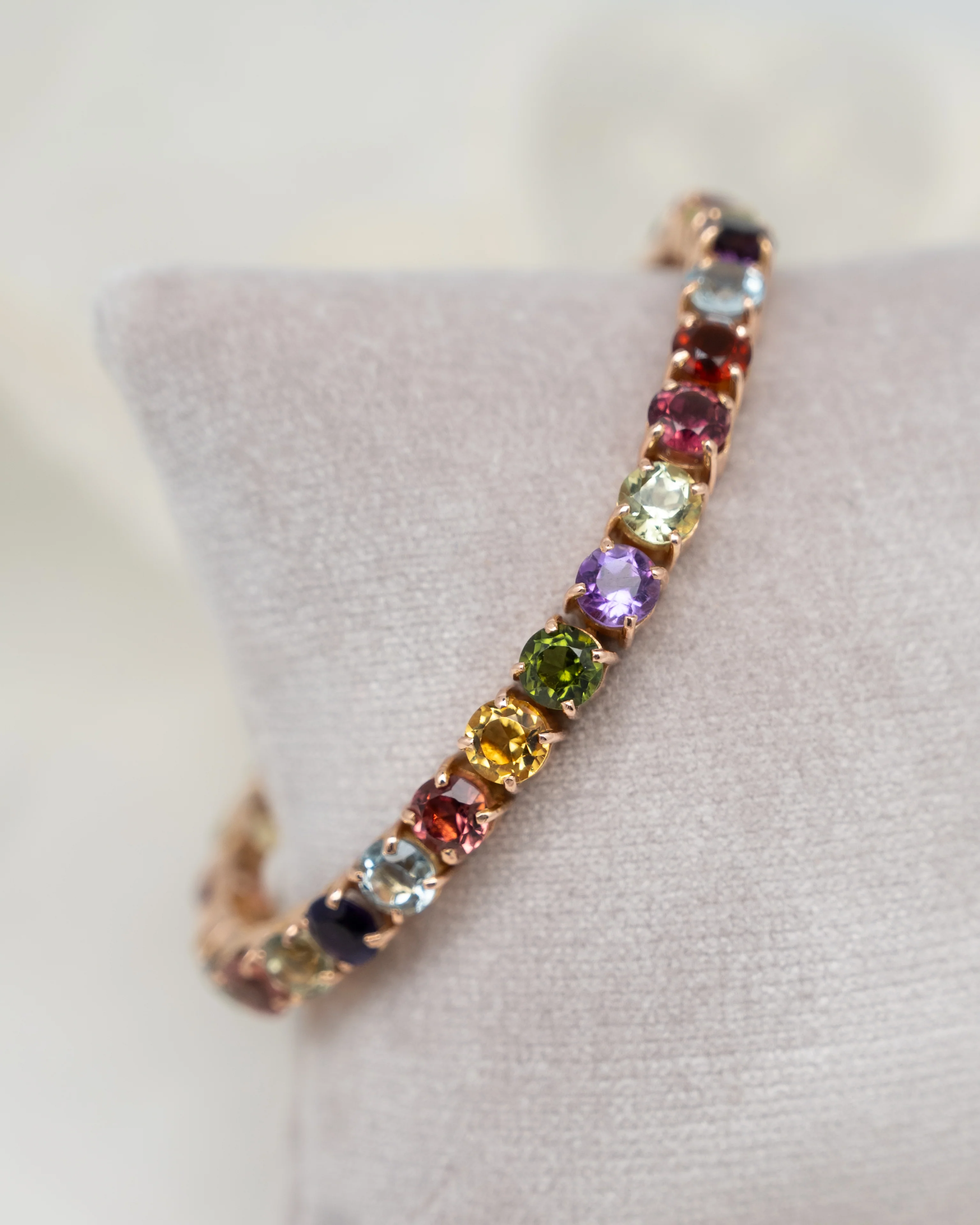 21 Carat Multi-Gemstone Tennis Bracelet in 14k Rose Gold - Image 5