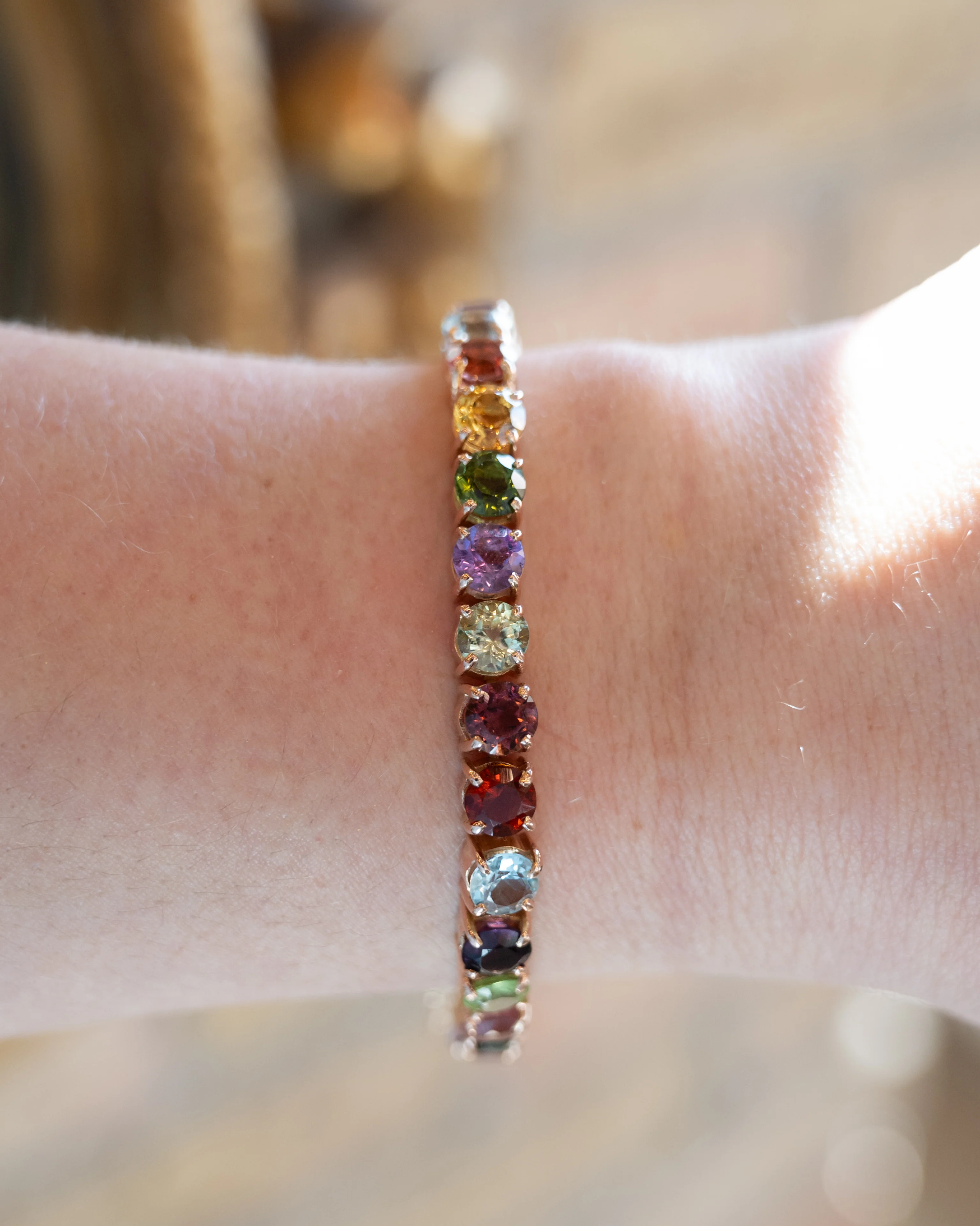 21 Carat Multi-Gemstone Tennis Bracelet in 14k Rose Gold - Image 6