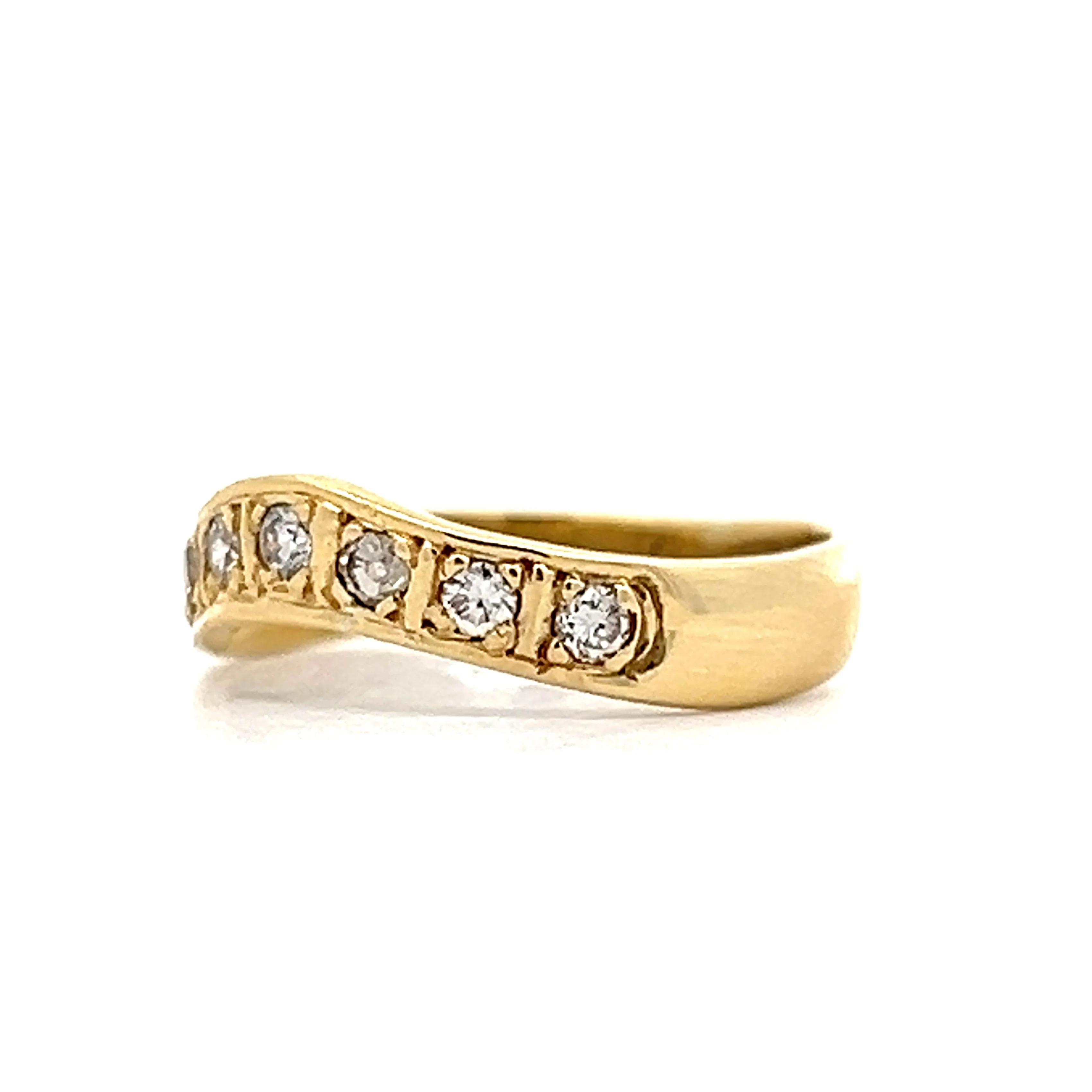 .21 Diamond Contoured Wedding Band in 14k Yellow Gold - Image 2