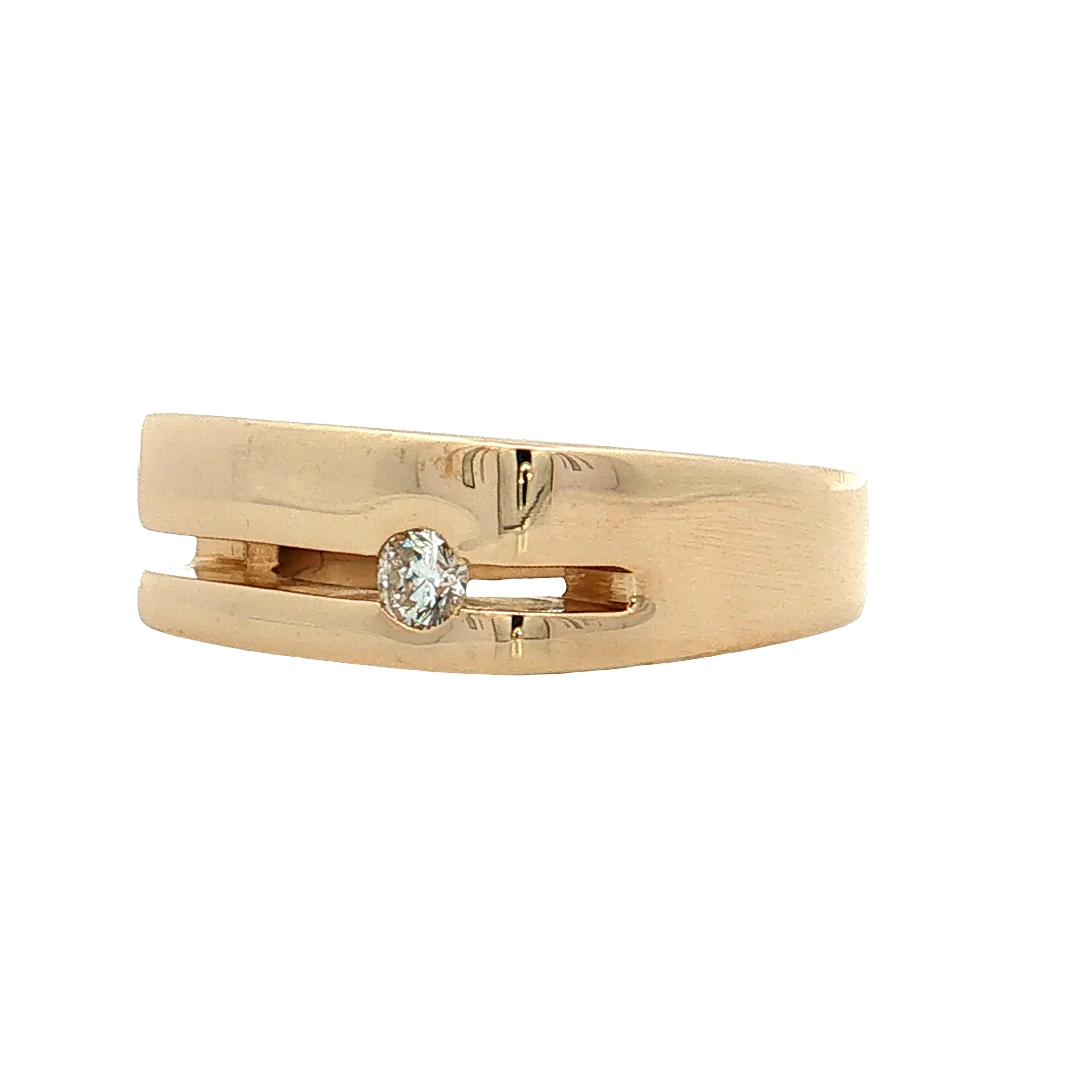.21 Diamond Signet Wedding Band 14k Yellow Gold - Image 2