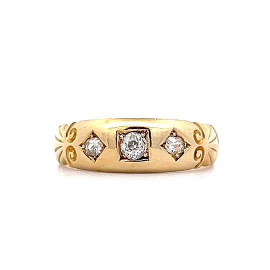 .21 Victorian Three Stone Diamond Band in 14k